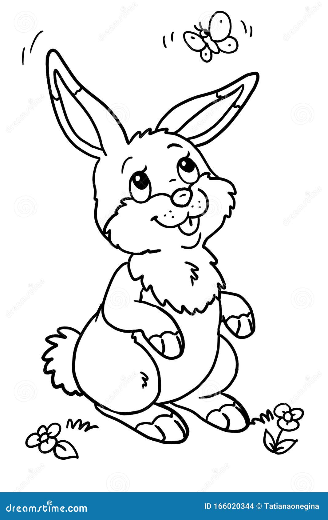 Cartoon Cute Rabbit Coloring Page Stock Illustration ...