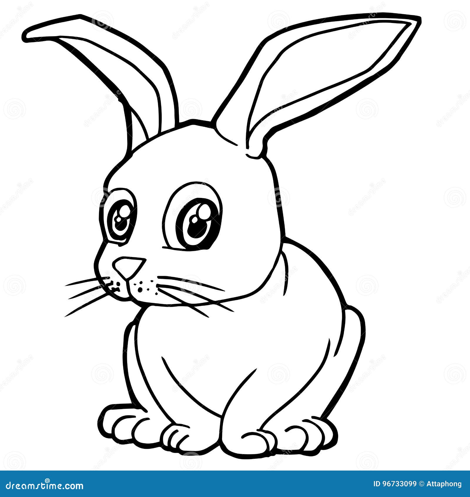 Cartoon Cute Rabbit Coloring Page Vector Stock Vector - Illustration of ...