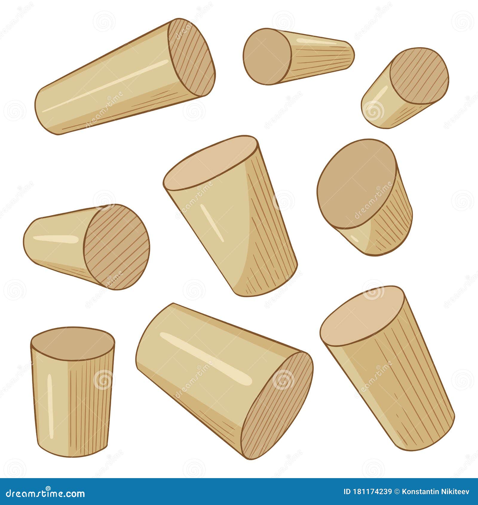 Vector Set of Cartoon Cylinders Stock Vector Illustration of geometry