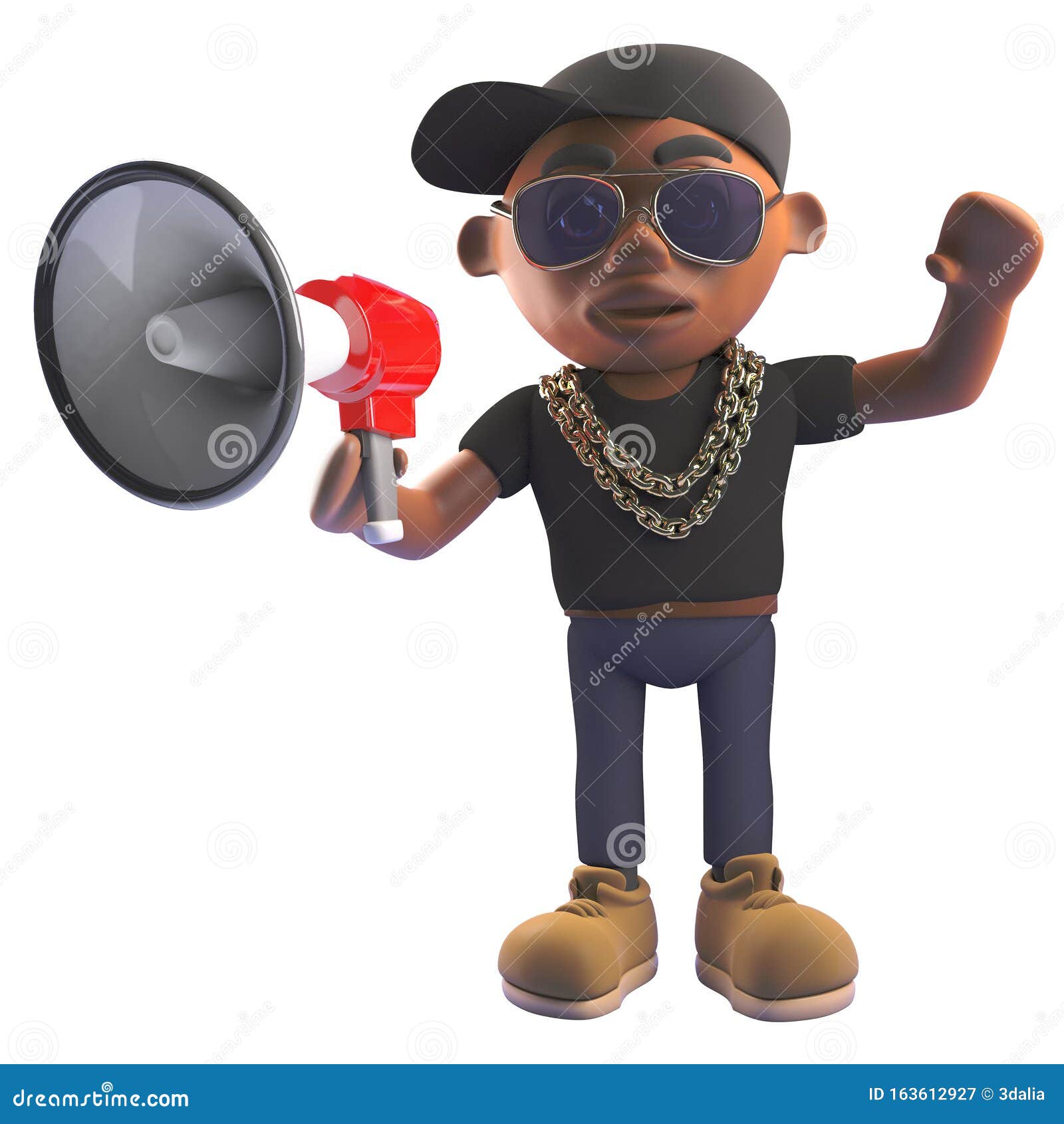 Cartoon 3d Black Hiphop Rapper Emcee in Baseball Cap Talking through a  Megaphone Loudhailer, 3d Illustration Stock Illustration - Illustration of  jamaican, cool: 163612927