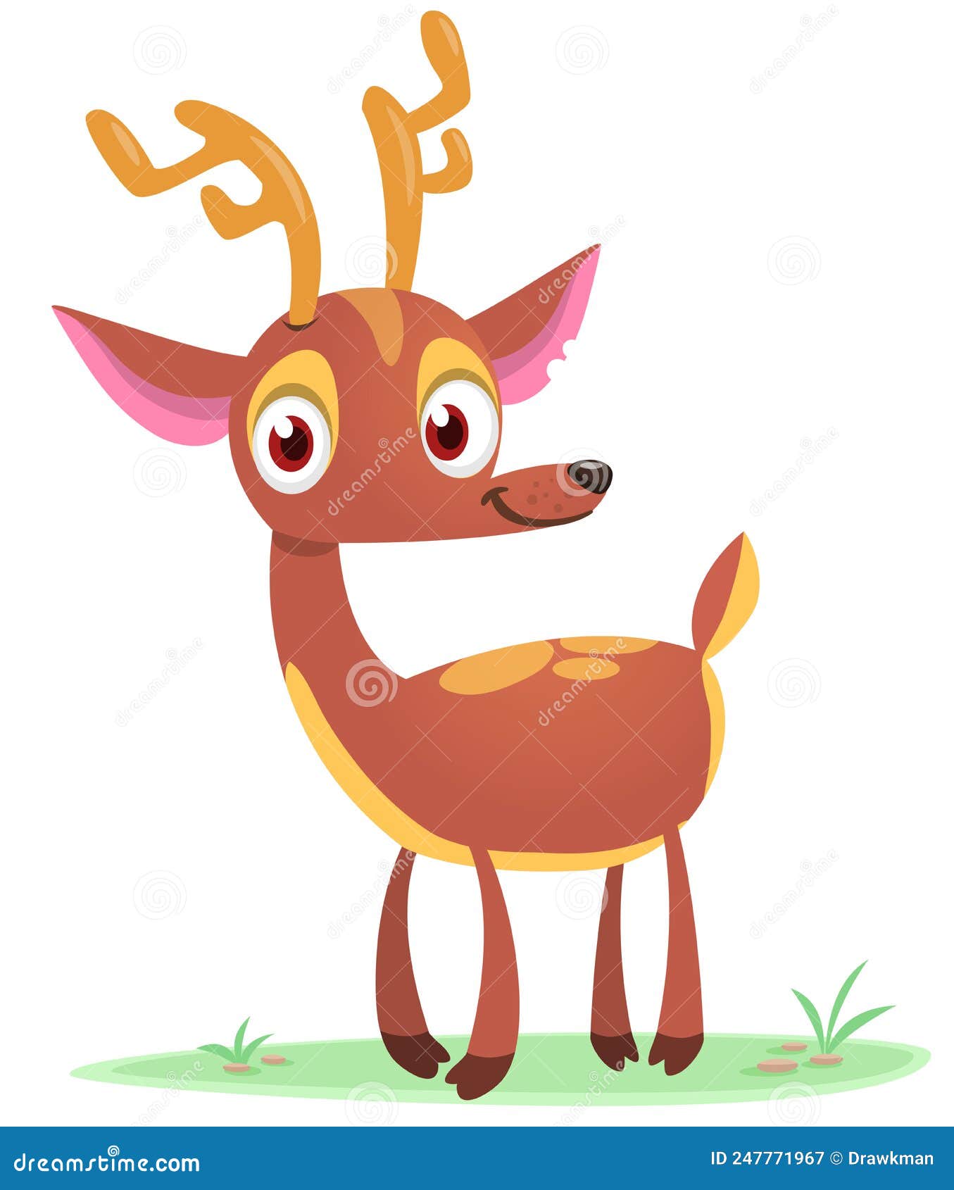 Cartoon Deer Character Illustration. Vector Isolated Stock Illustration