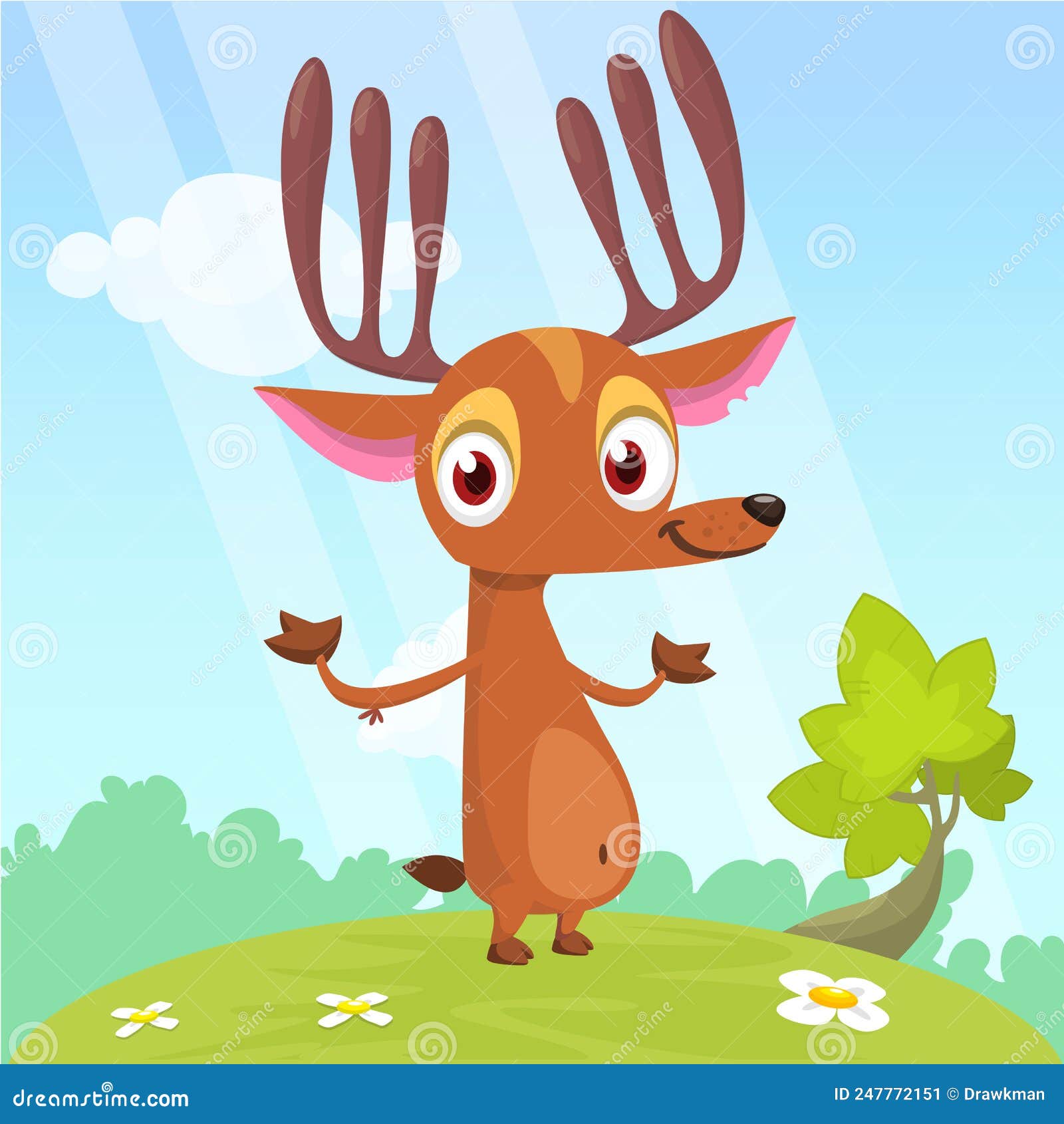 Cartoon Deer Character Illustration. Vector Isolated Stock Vector