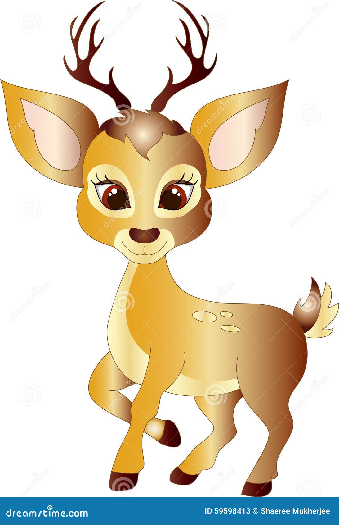 Cartoon Deer stock vector. Illustration of golden, happy - 59598413