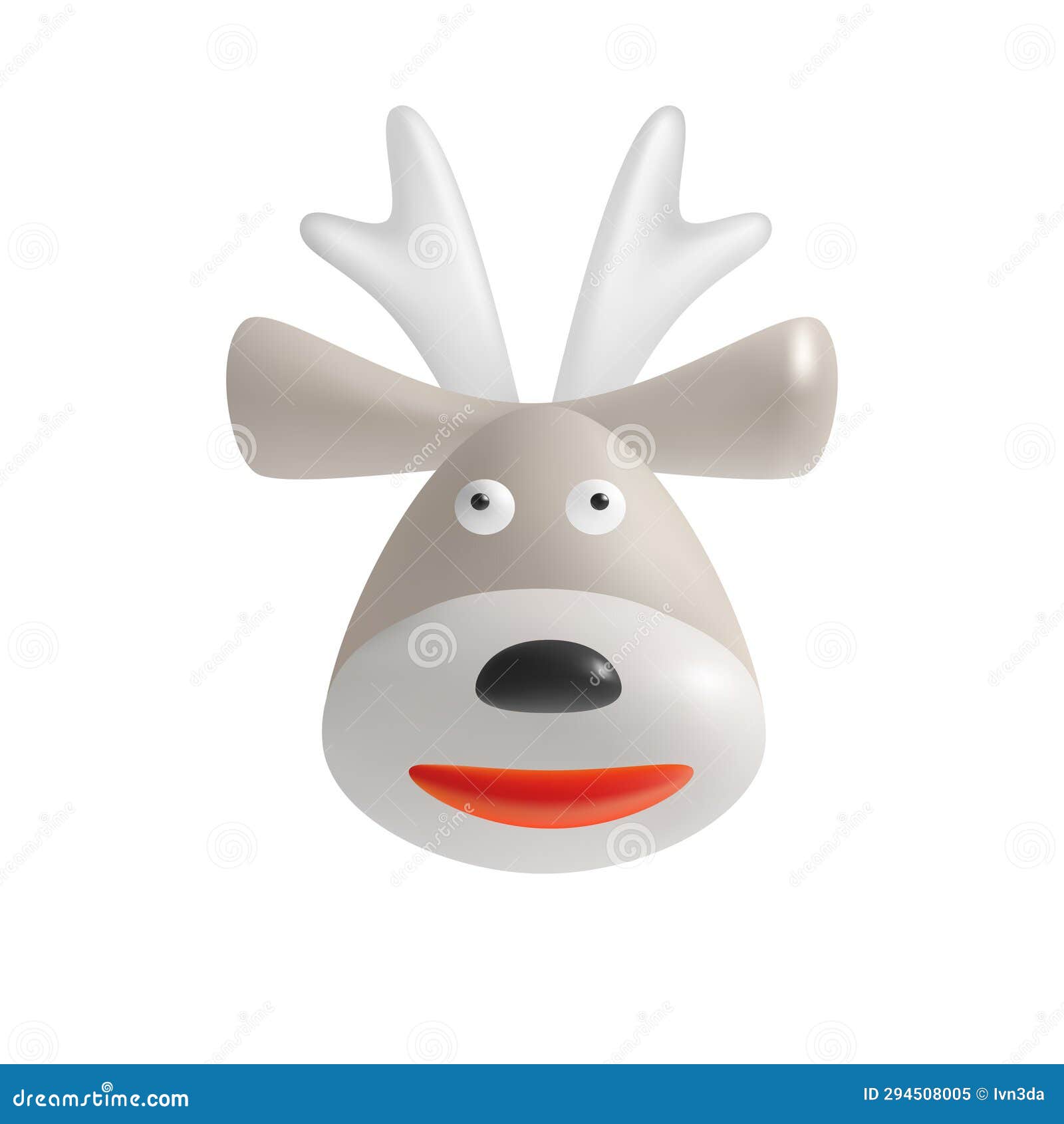 cartoon deer face. 3d icon of a funny smiling deer head  on white background. xmas . cute cartoon   for