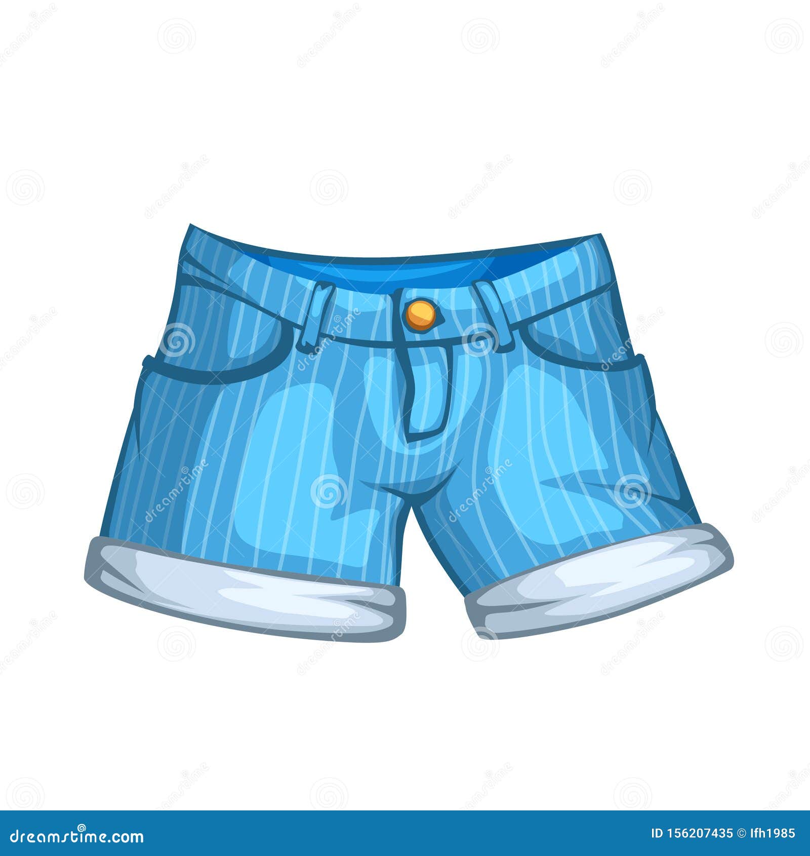 Cartoon Denim Shorts on White Stock Vector - Illustration of material ...