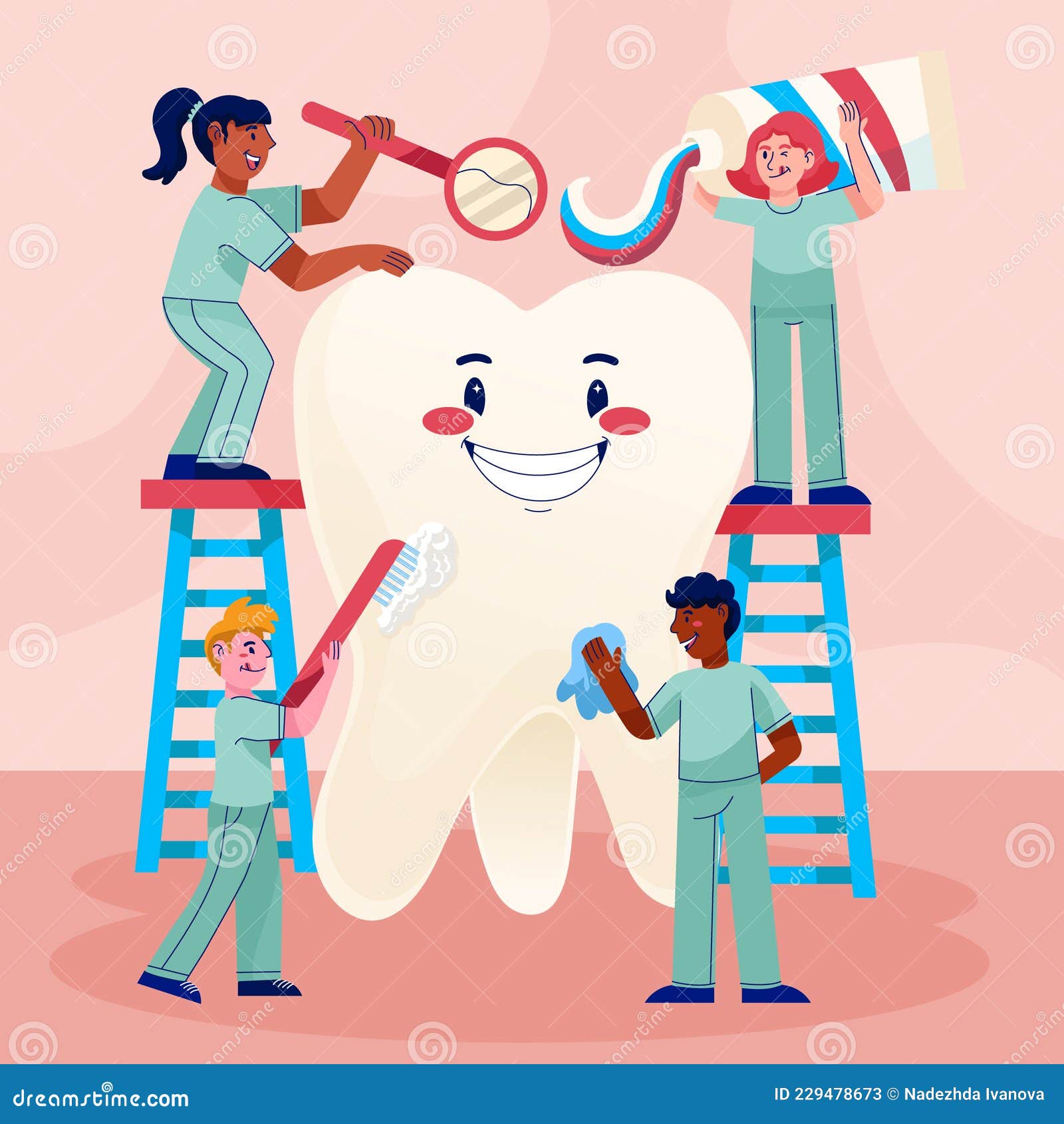 Cartoon Dental Care Concept Illustration Vector Illustration. Stock Vector Illustration of