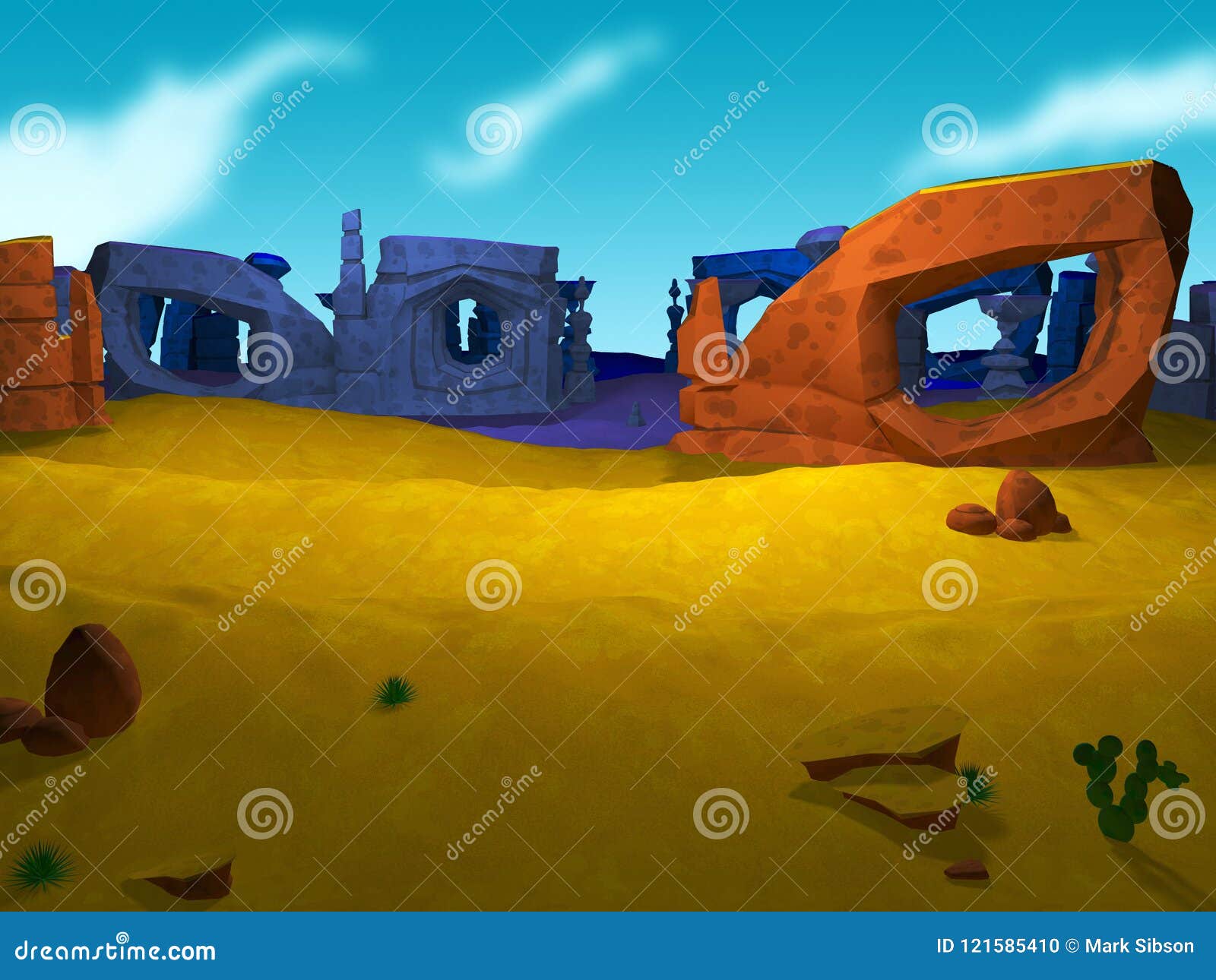 Cartoon Desert and Monument Valley Background - 3D Illustration Stock  Illustration - Illustration of valley, cartoons: 121585410
