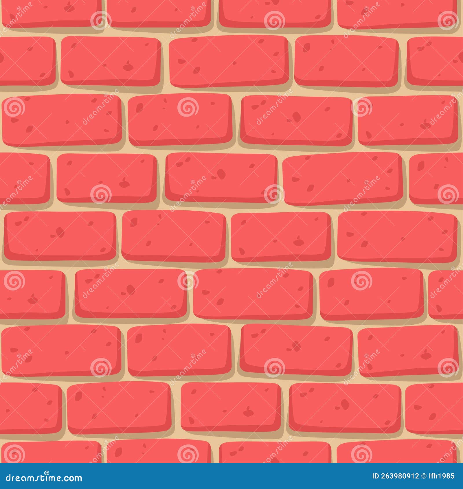 Cartoon Design Red Brick Wall Seamless Pattern Stock Vector