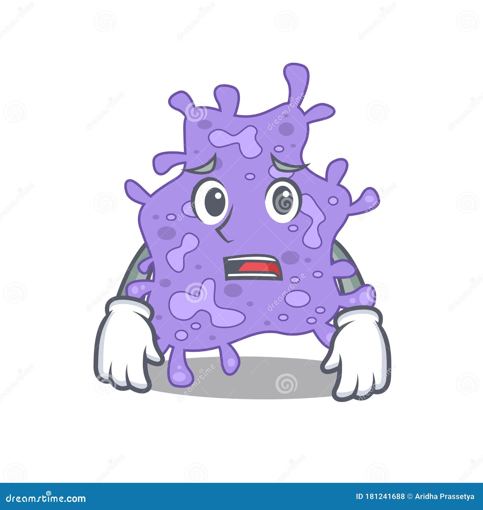 cartoon  style of staphylococcus aureus showing worried face