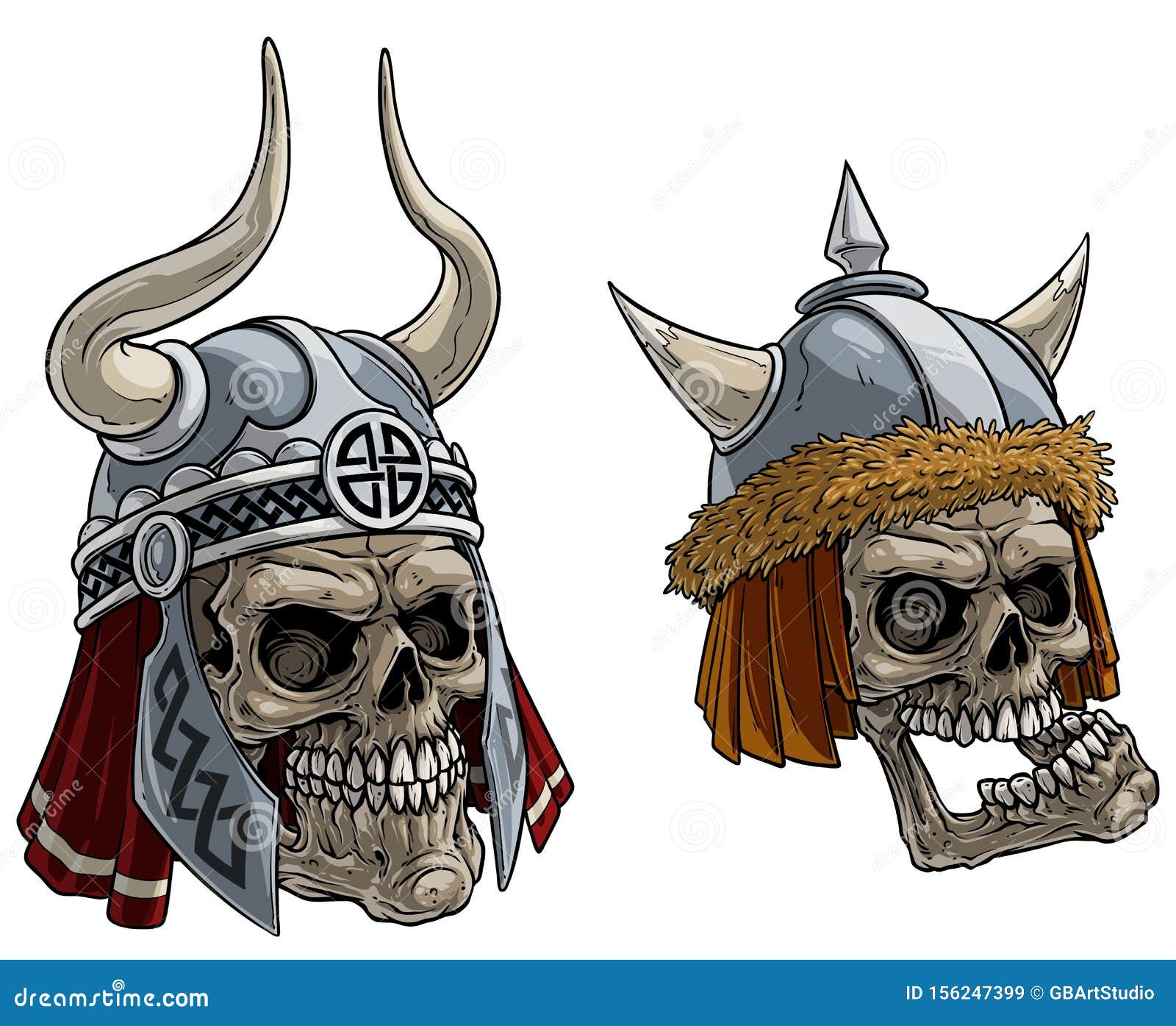 Set Of Warrior Skull Characters Stock Illustration - Download