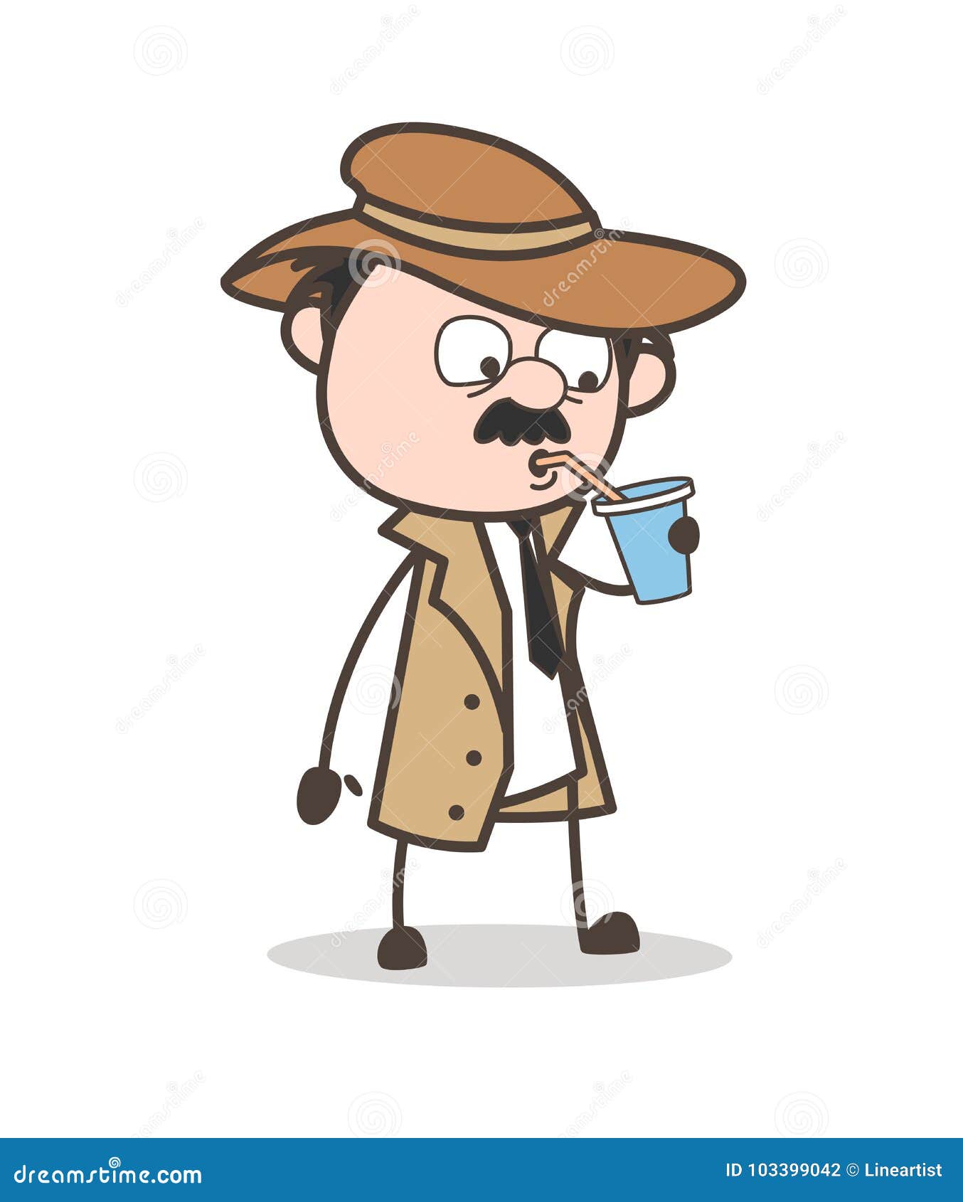Drinking Energy Drink - Female Explorer Scientist Cartoon Vector