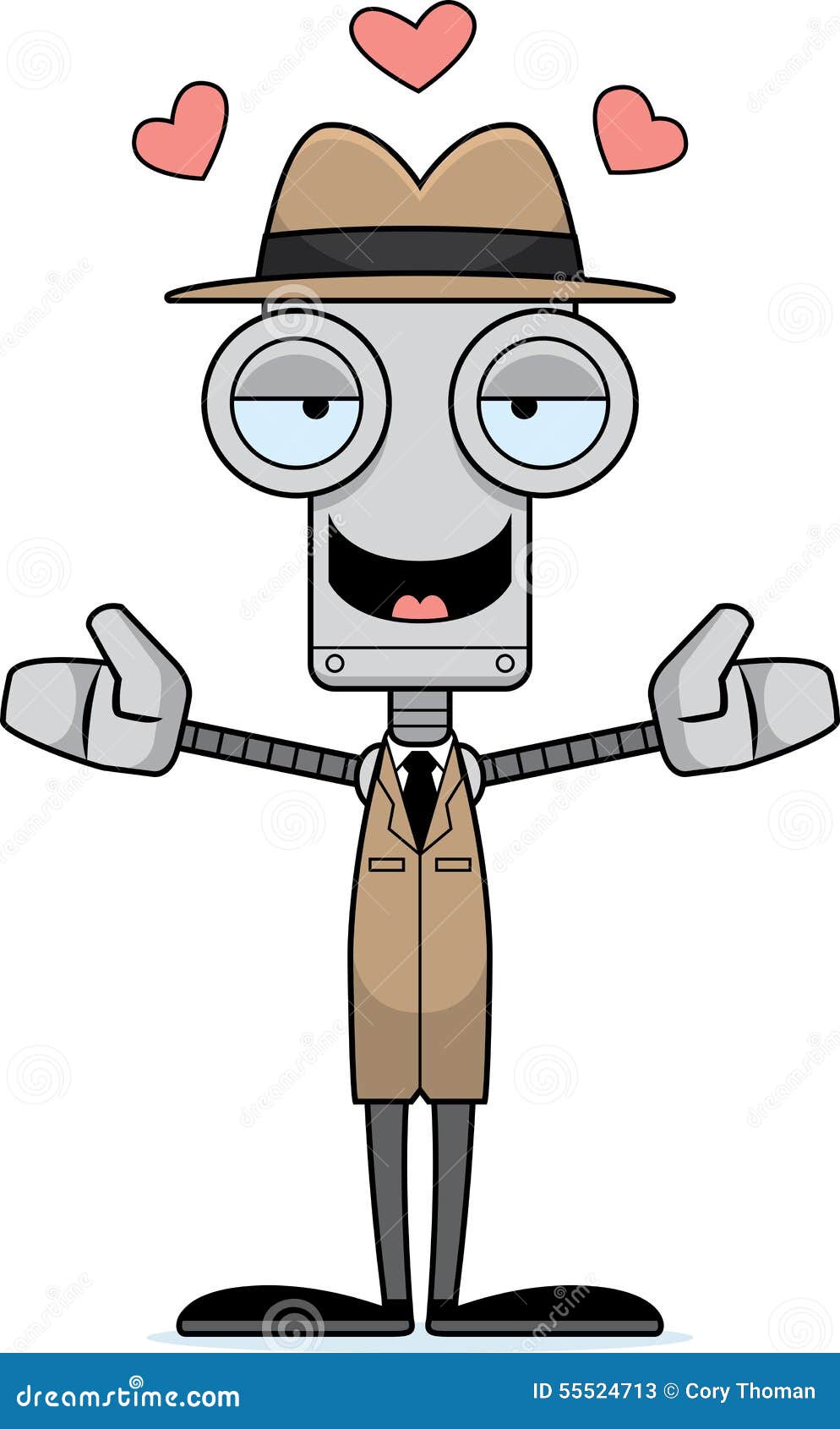Cartoon Detective Robot Hug Stock Vector Illustration of clip