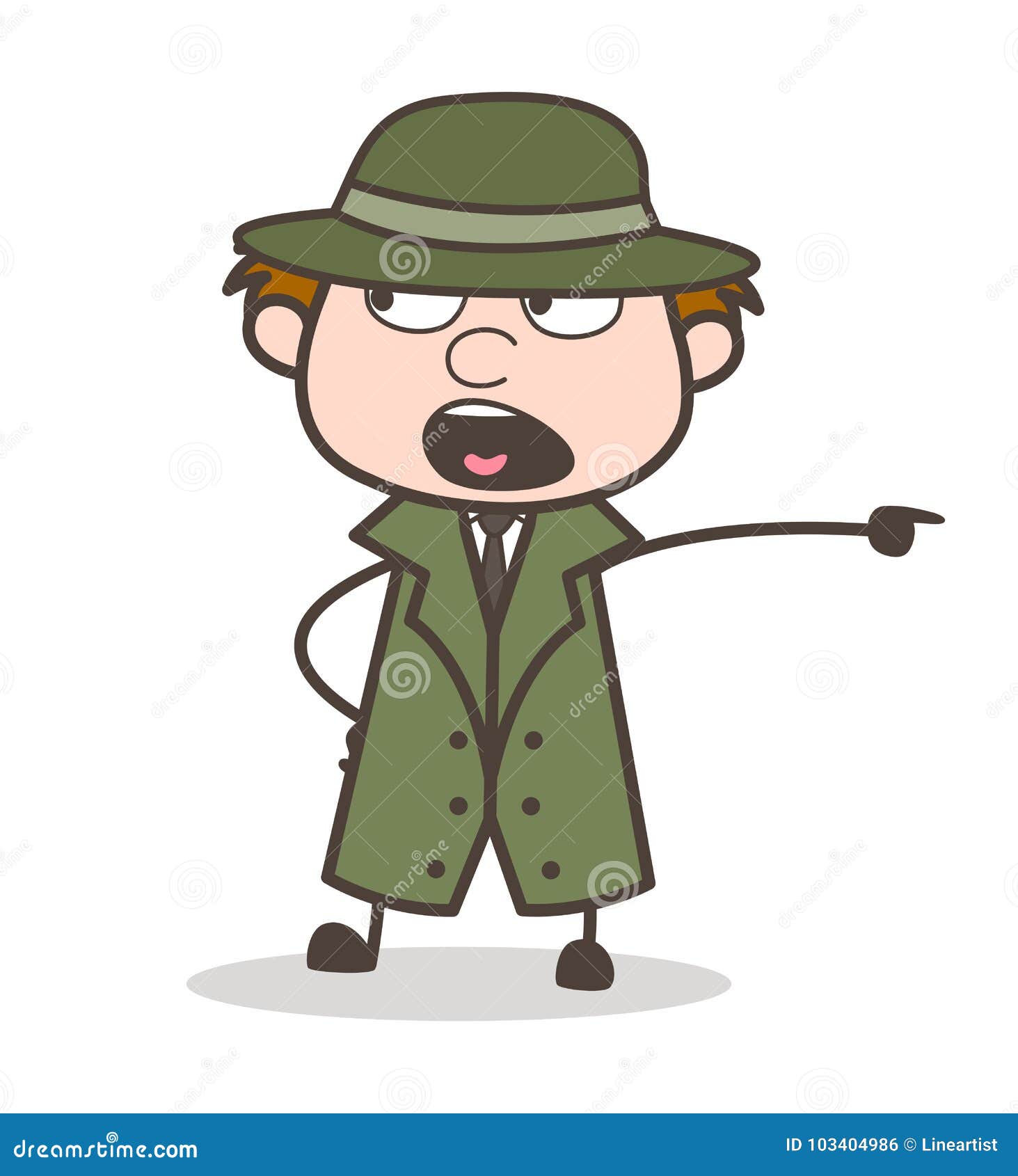 Cartoon Detective Shouting on Workers Vector Illustration Stock ...