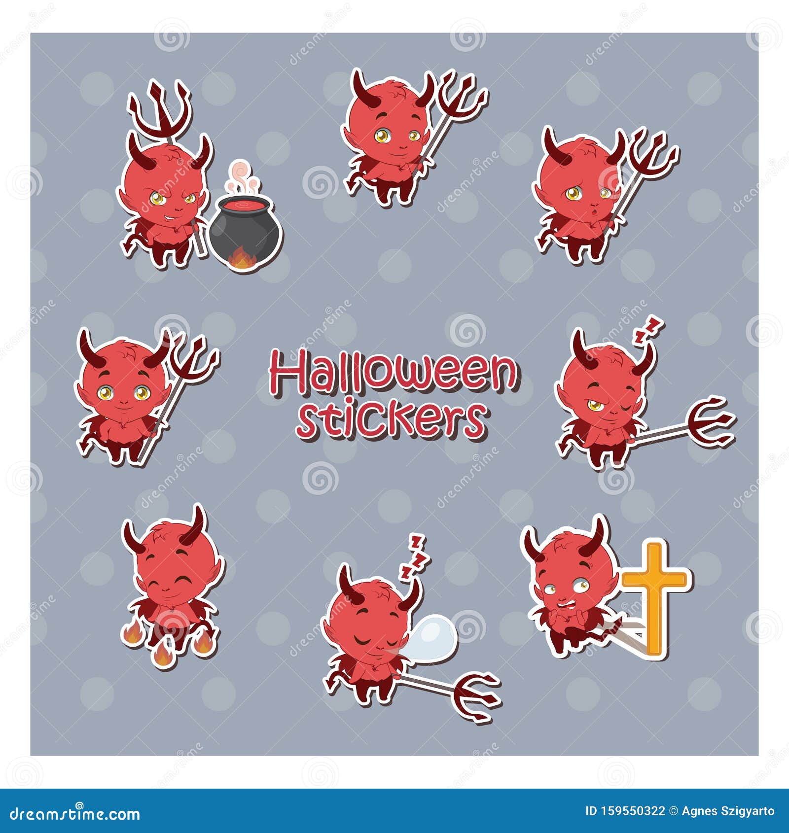 Cartoon Devil Sticker Illustration Stock Vector Illustration of