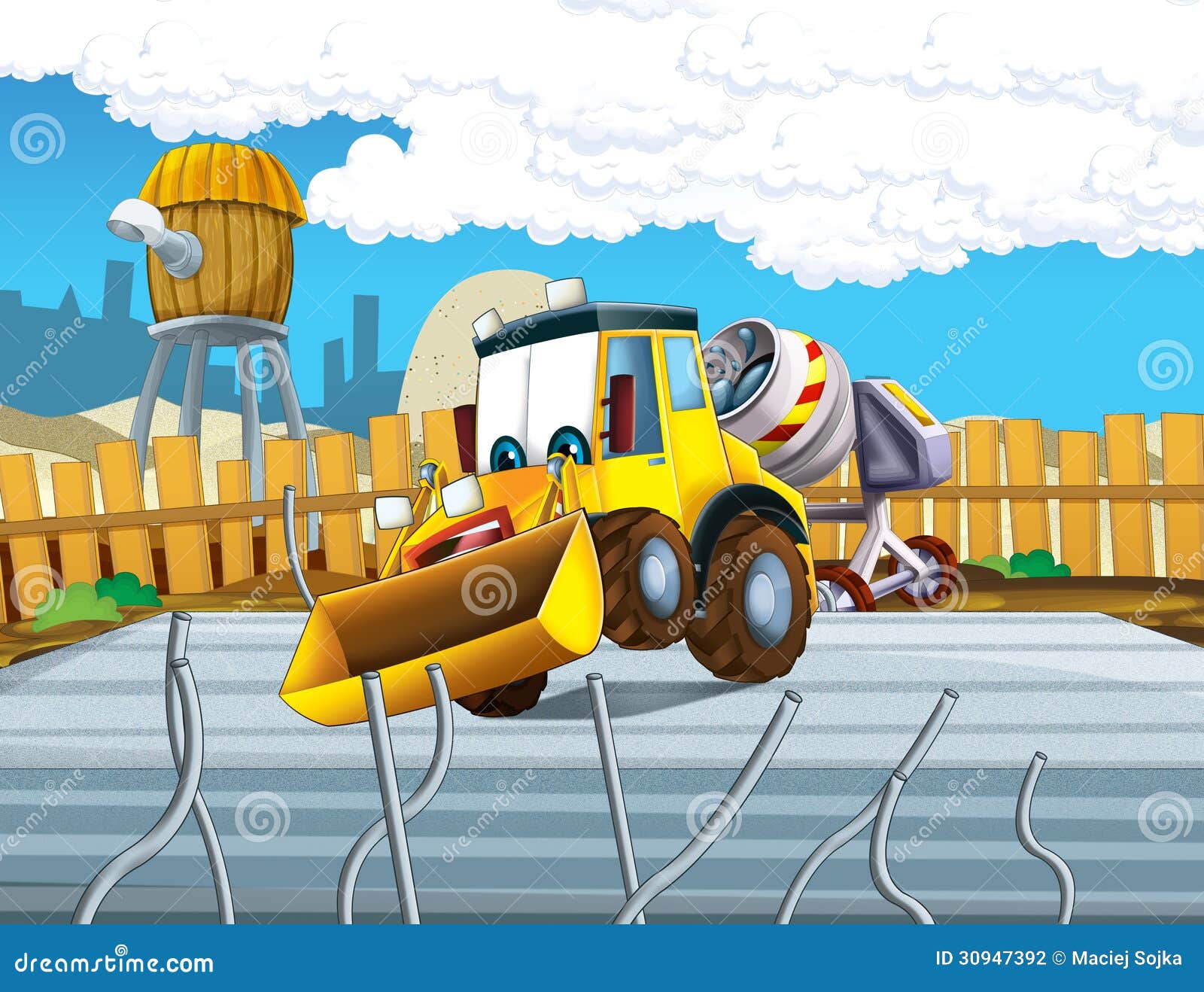The Cartoon Digger - Illustration for the Children Stock Illustration