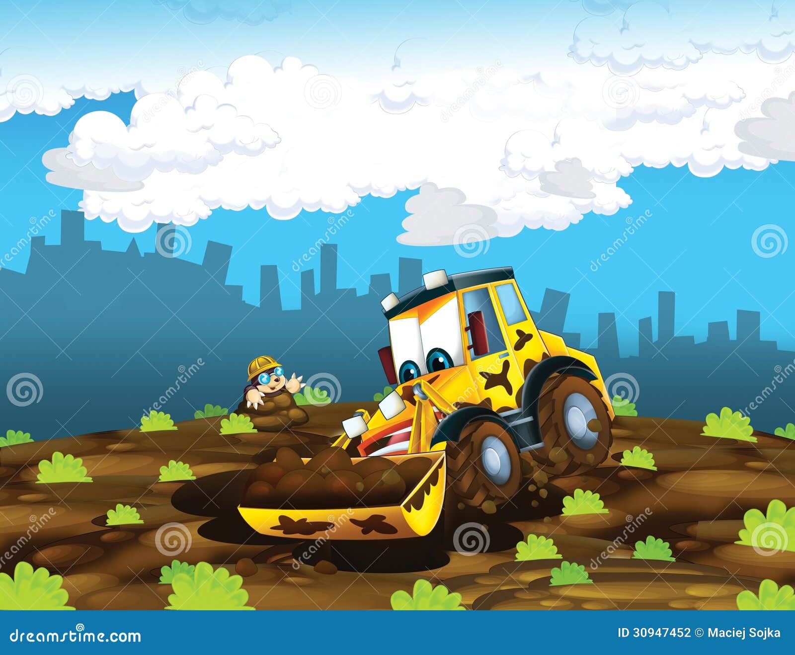 The Cartoon Digger - Illustration for the Children Stock Illustration