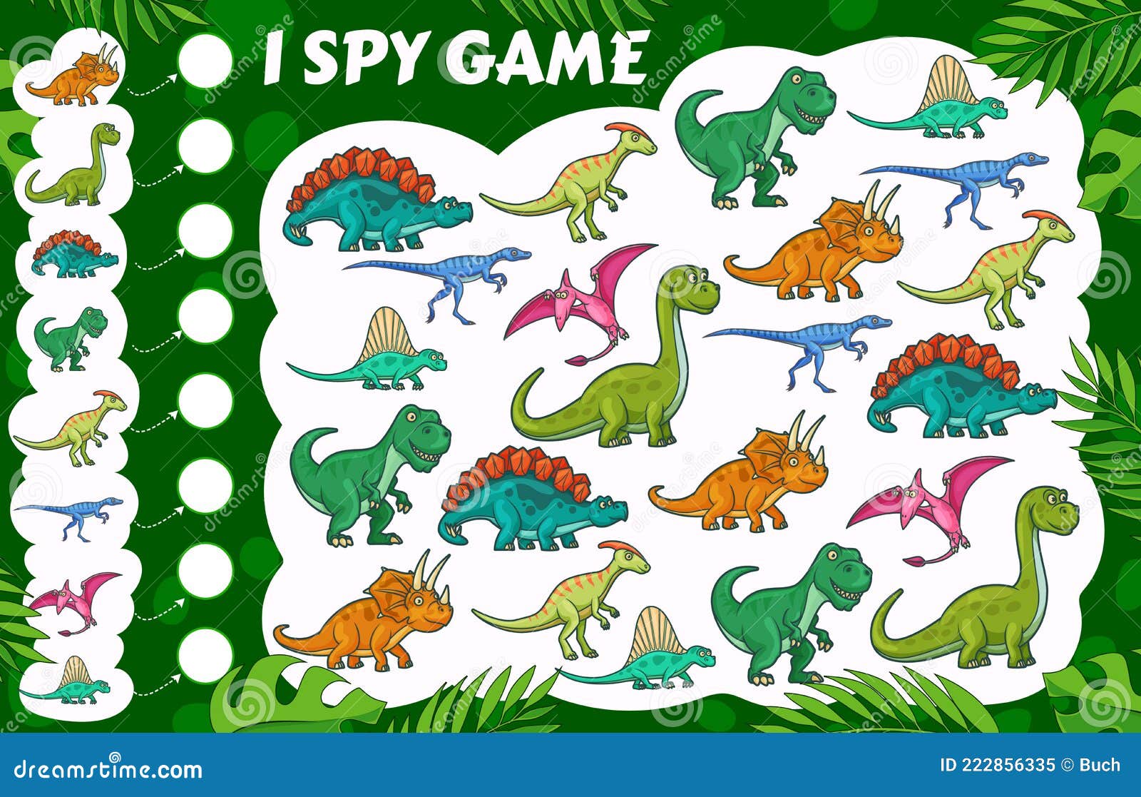 Cartoon Dinosaurs, I Spy Kids Game, Dino Reptiles Stock Vector -  Illustration of boardgame, tabletop: 222856335