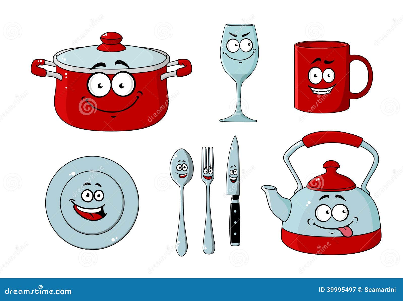  Cartoon  Dishware And Kitchenware Set  Stock Vector 