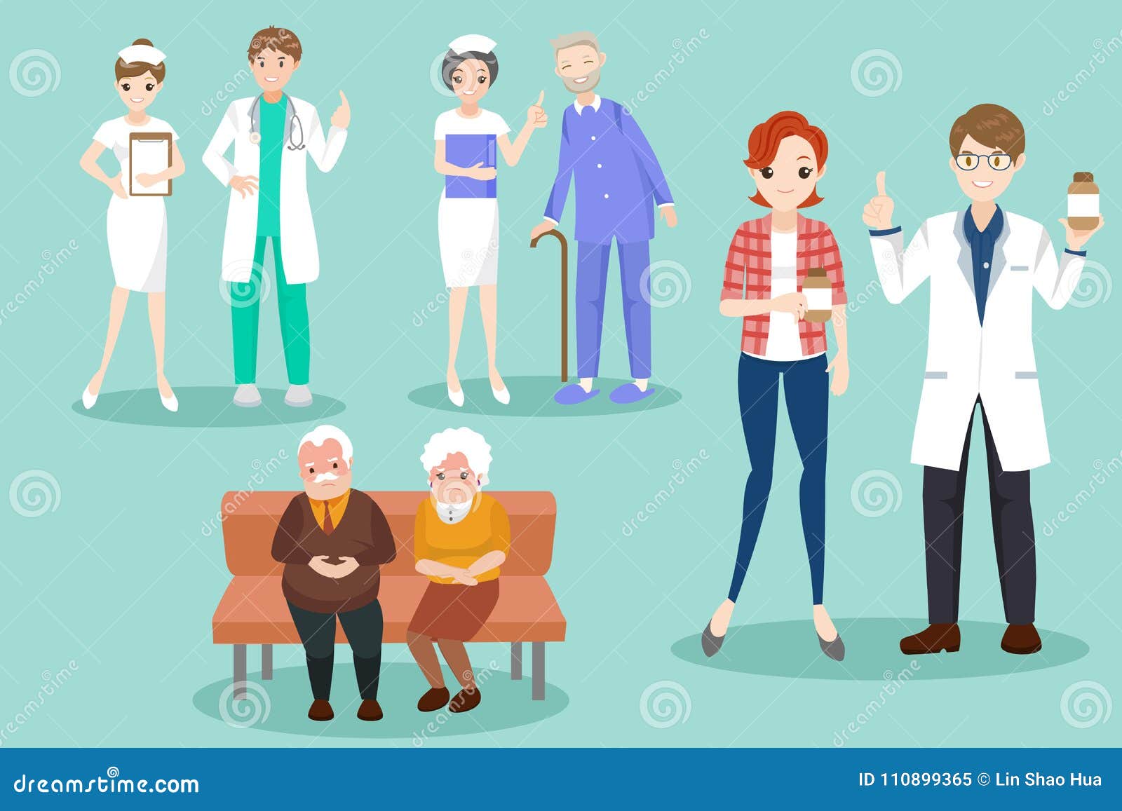 Cartoon Doctor with Patient Stock Vector - Illustration of care, medicine:  110899365
