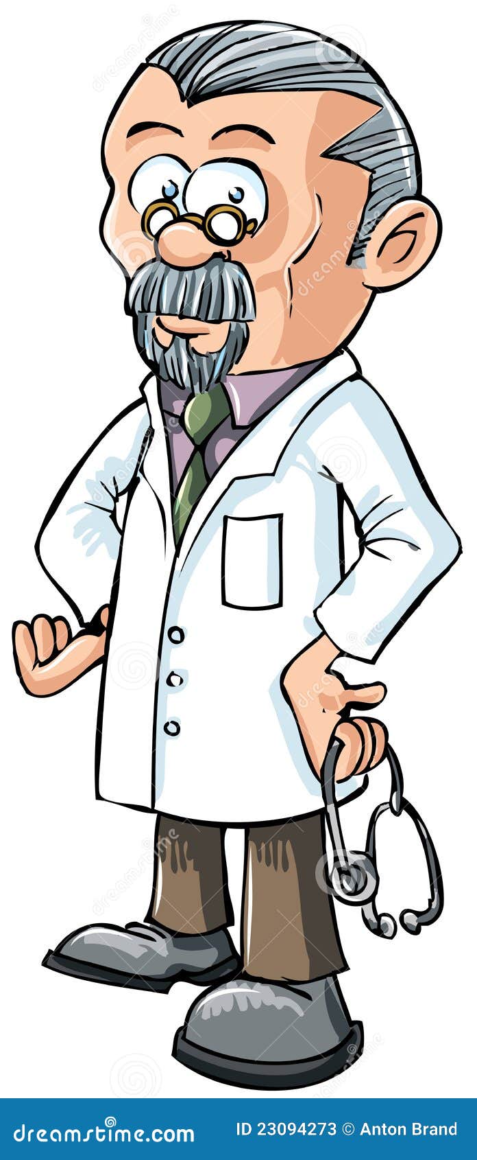 Cartoon Doctor In White Coat. Stock Illustration - Illustration of