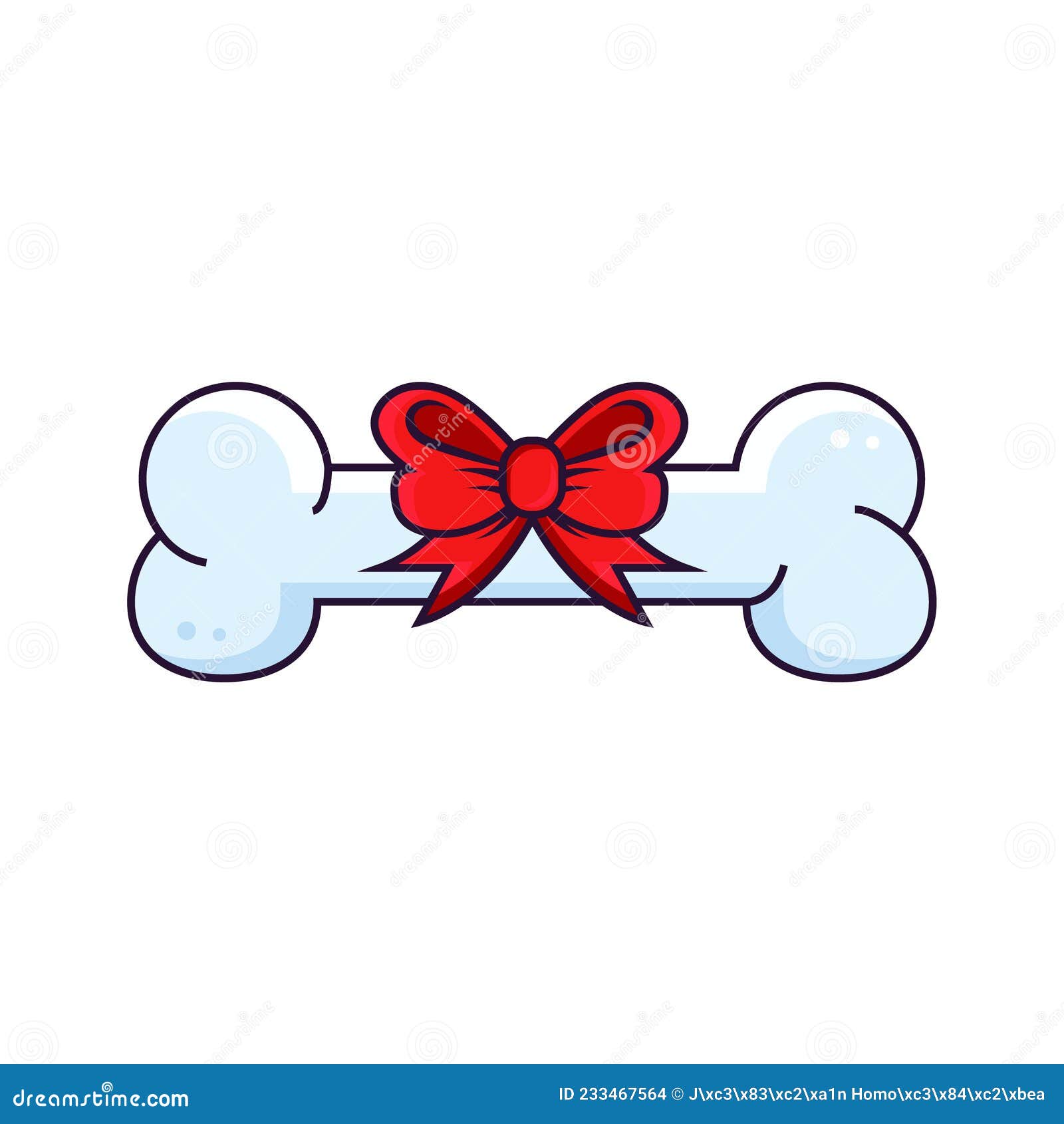 Cartoon Dog Bone with Red Ribbon. Vector Illustration Isolated on White  Background. Stock Vector - Illustration of comics, drawing: 233467564