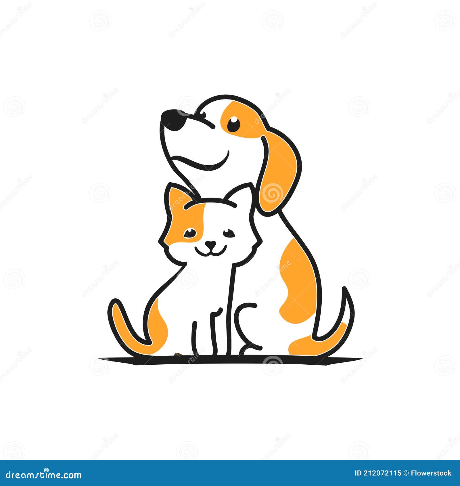 Pet Logo With Cartoon Pet Animals And Two Cats In One Illustration