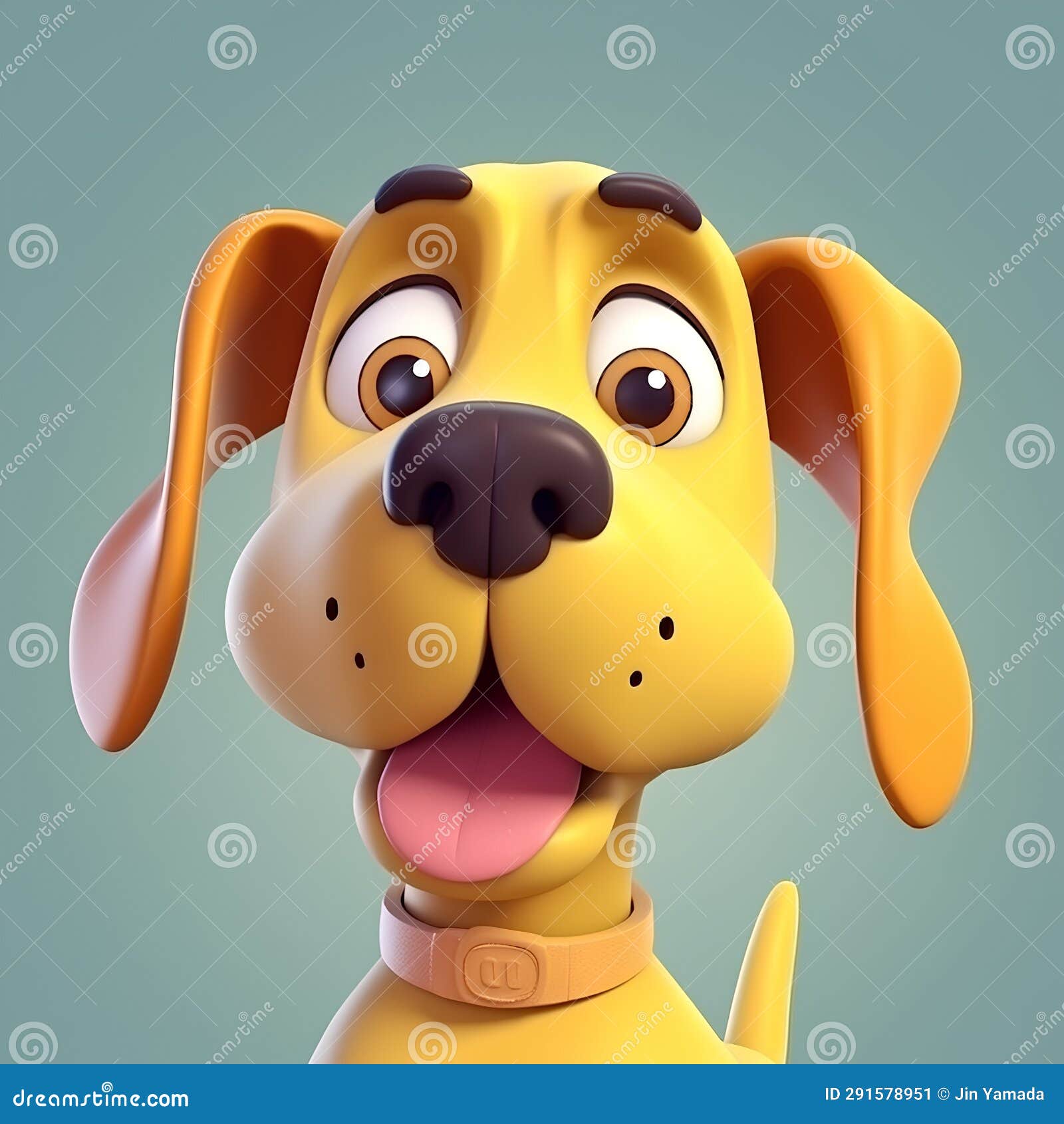 Cartoon Dog with Expression on His Face. 3D Rendering Stock