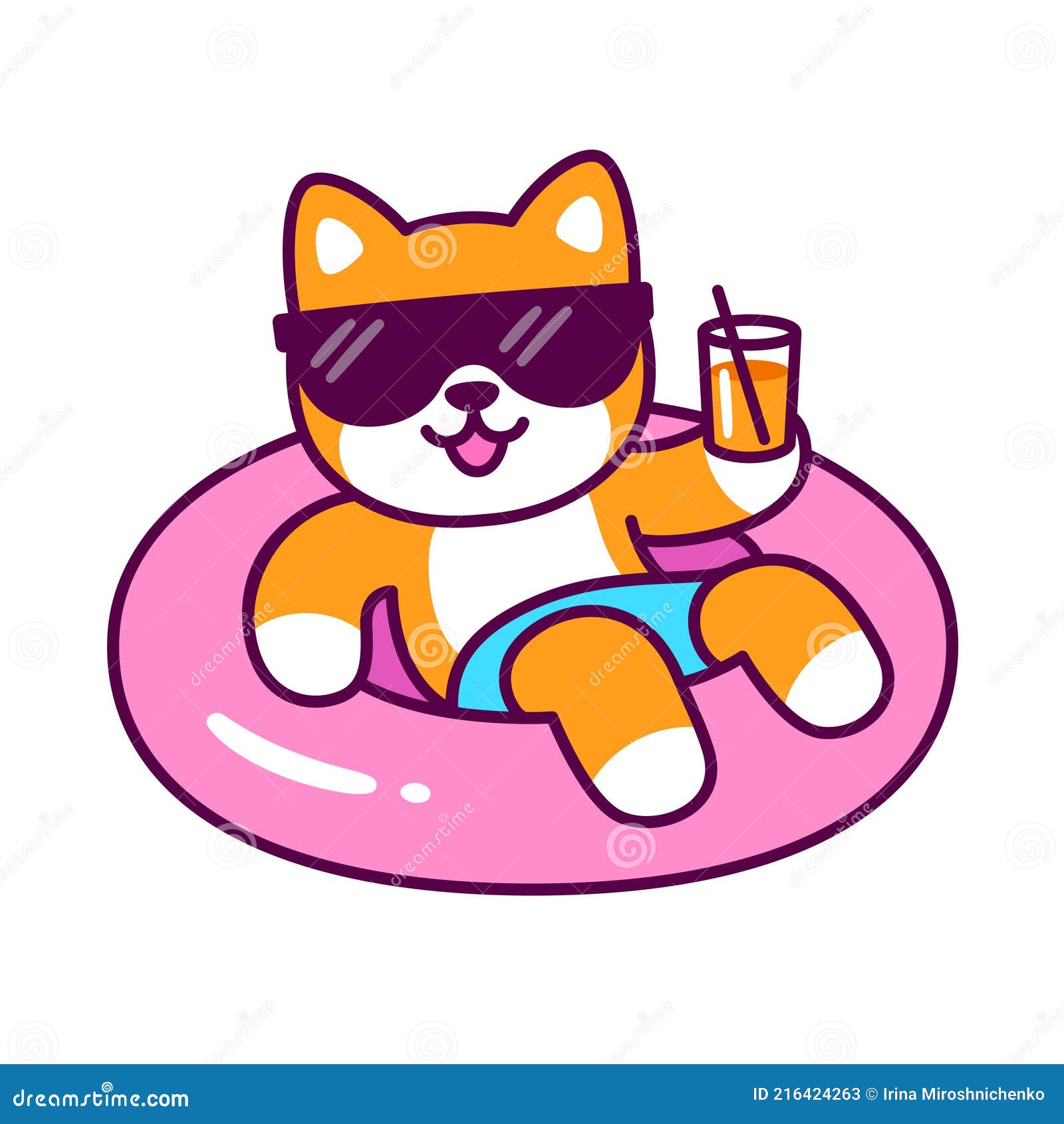 cartoon dog pool float vacation