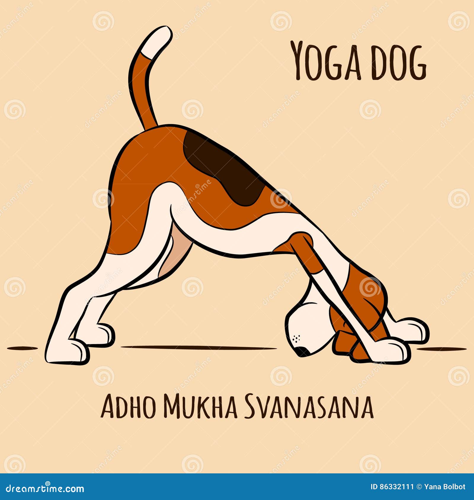 cartoon dog shows yoga pose adho mukha svanasana