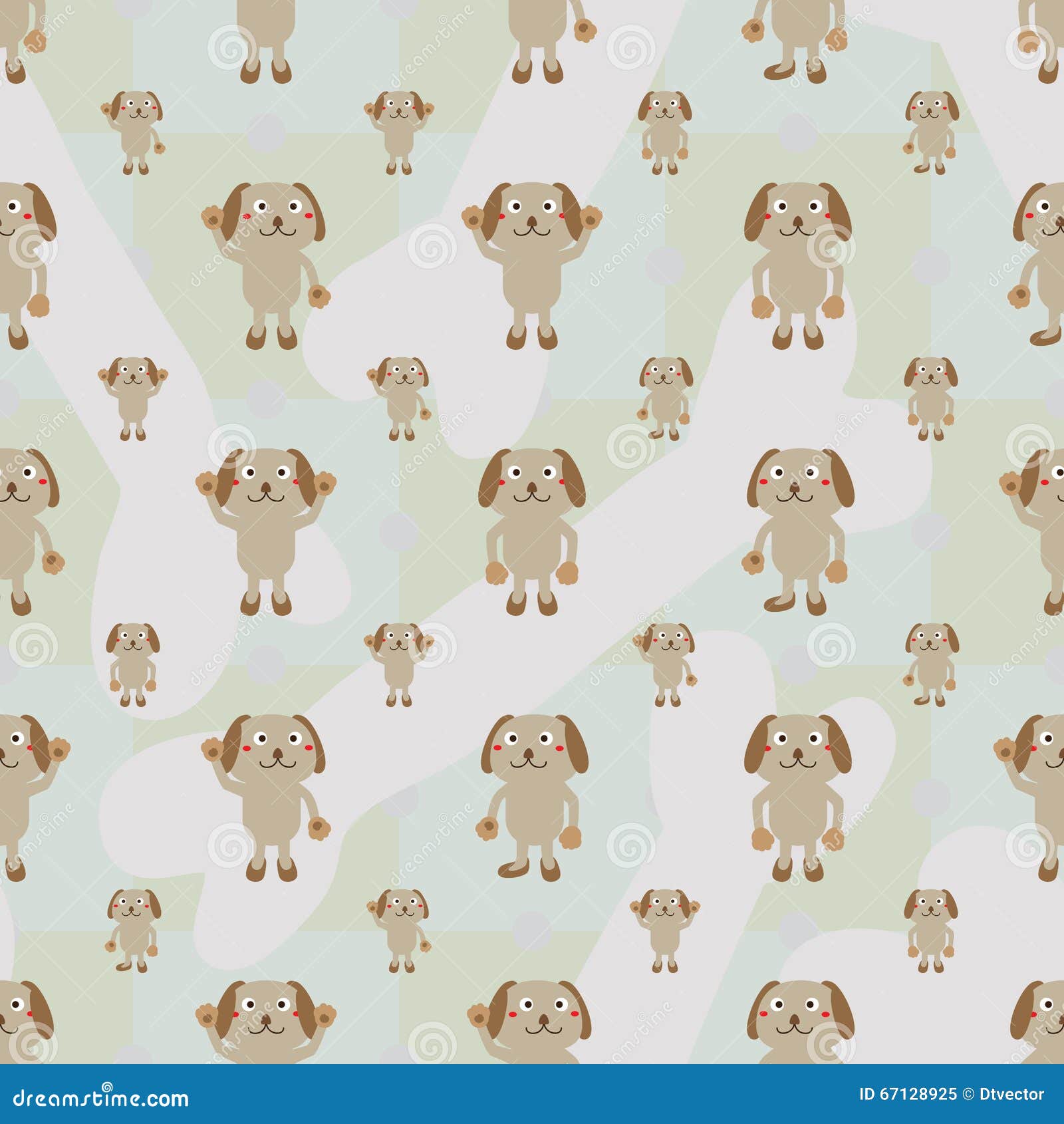 cartoon dog symmetry bone seamless pattern