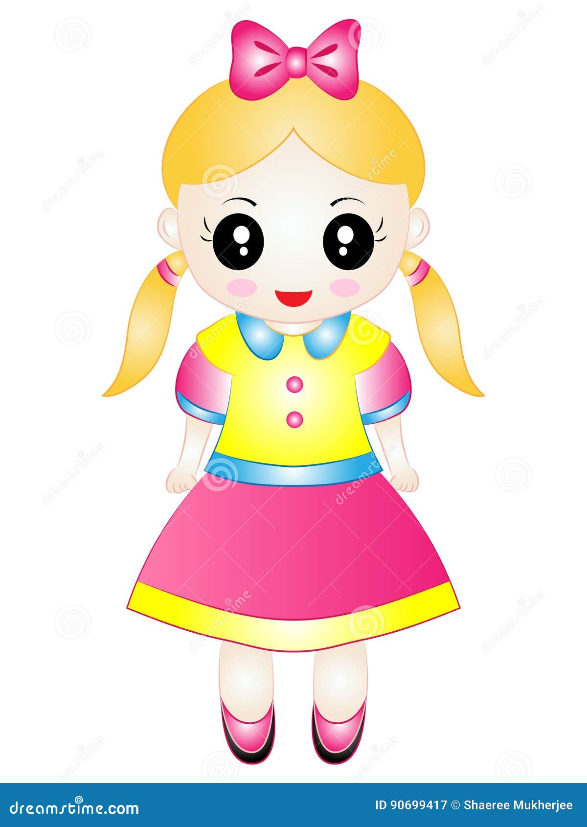 Cartoon Doll stock vector. Illustration of childhood - 90699417