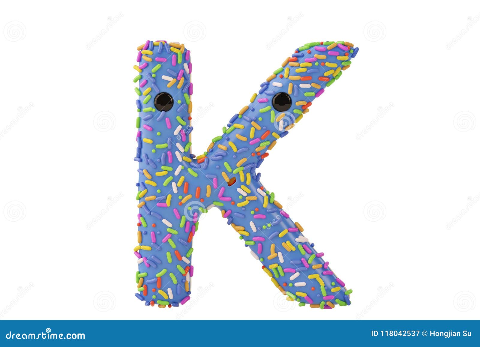 A Cartoon Donut Alphabet Letter K On White Background,3D Illustration ...