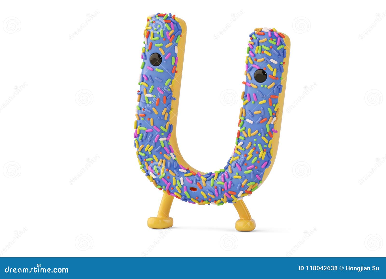 A Cartoon Donut Alphabet Letter U on White Background,3D Illustration.  Stock Illustration - Illustration of pink, font: 118042638
