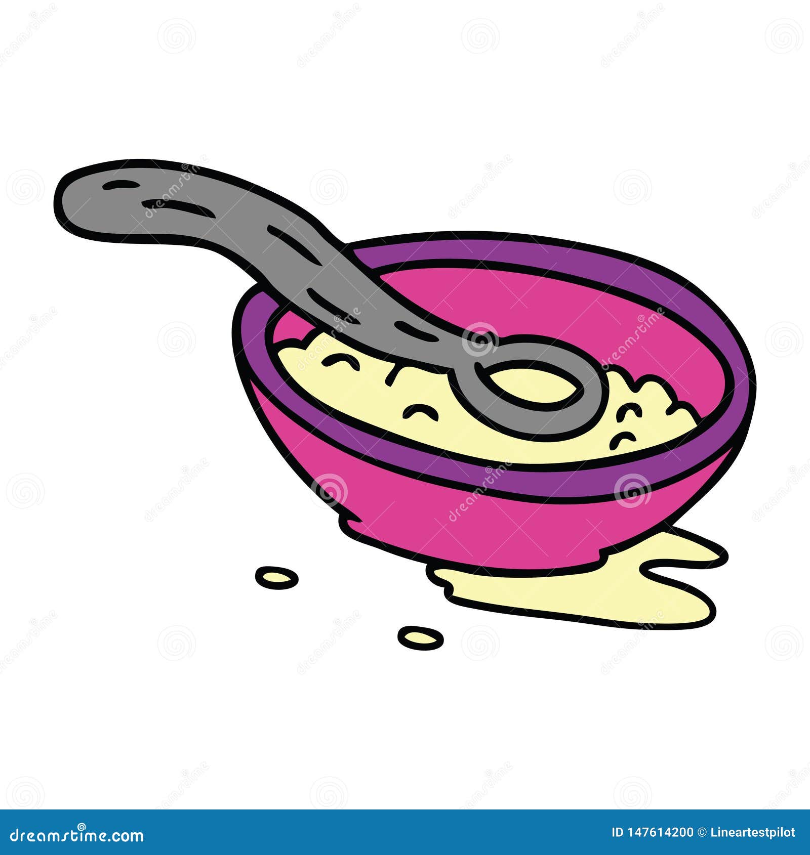 Cartoon Doodle of a Cereal Bowl Stock Vector Illustration of
