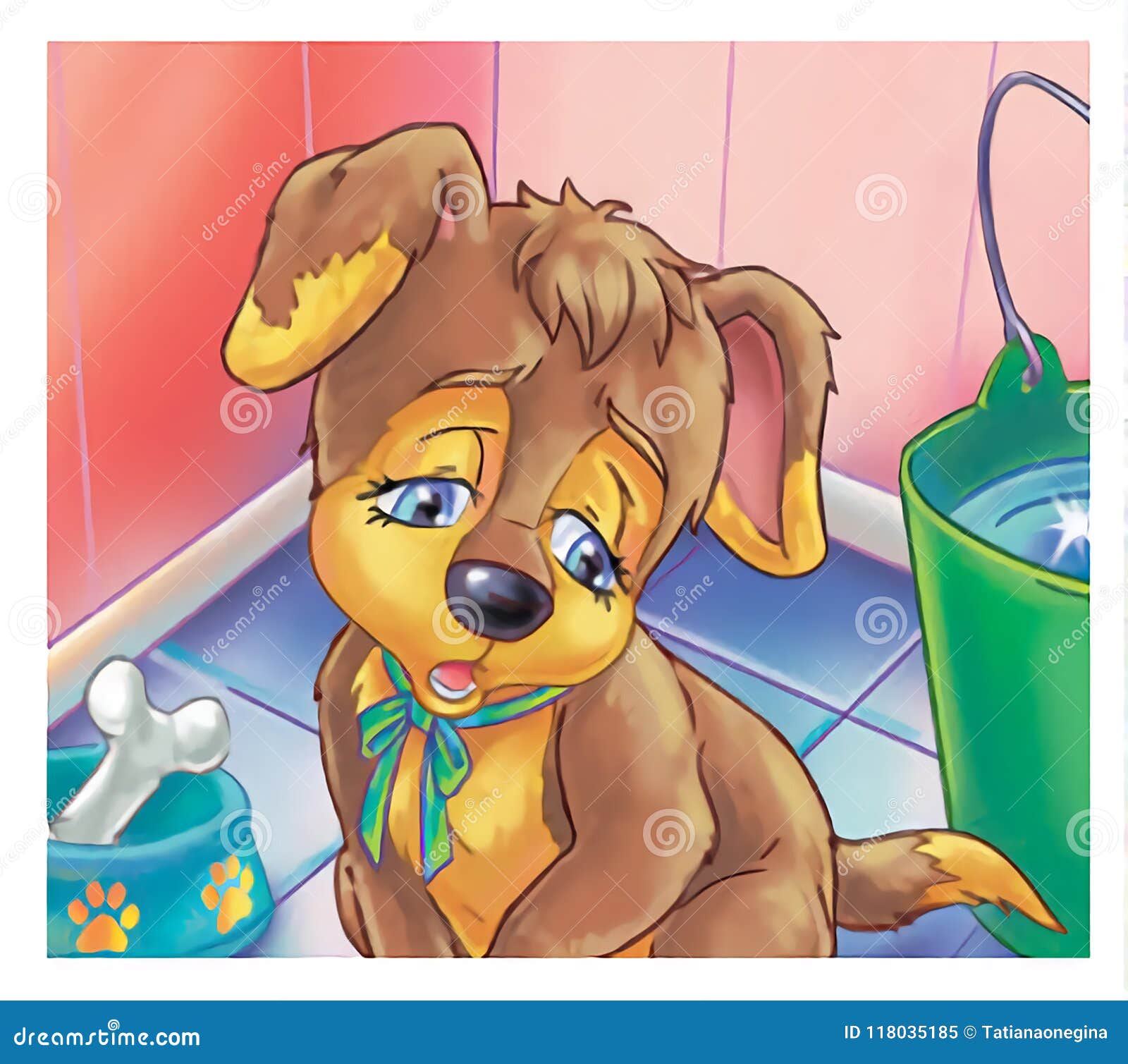 Sad Puppy Cartoon Illustration Stock Illustration - Illustration of