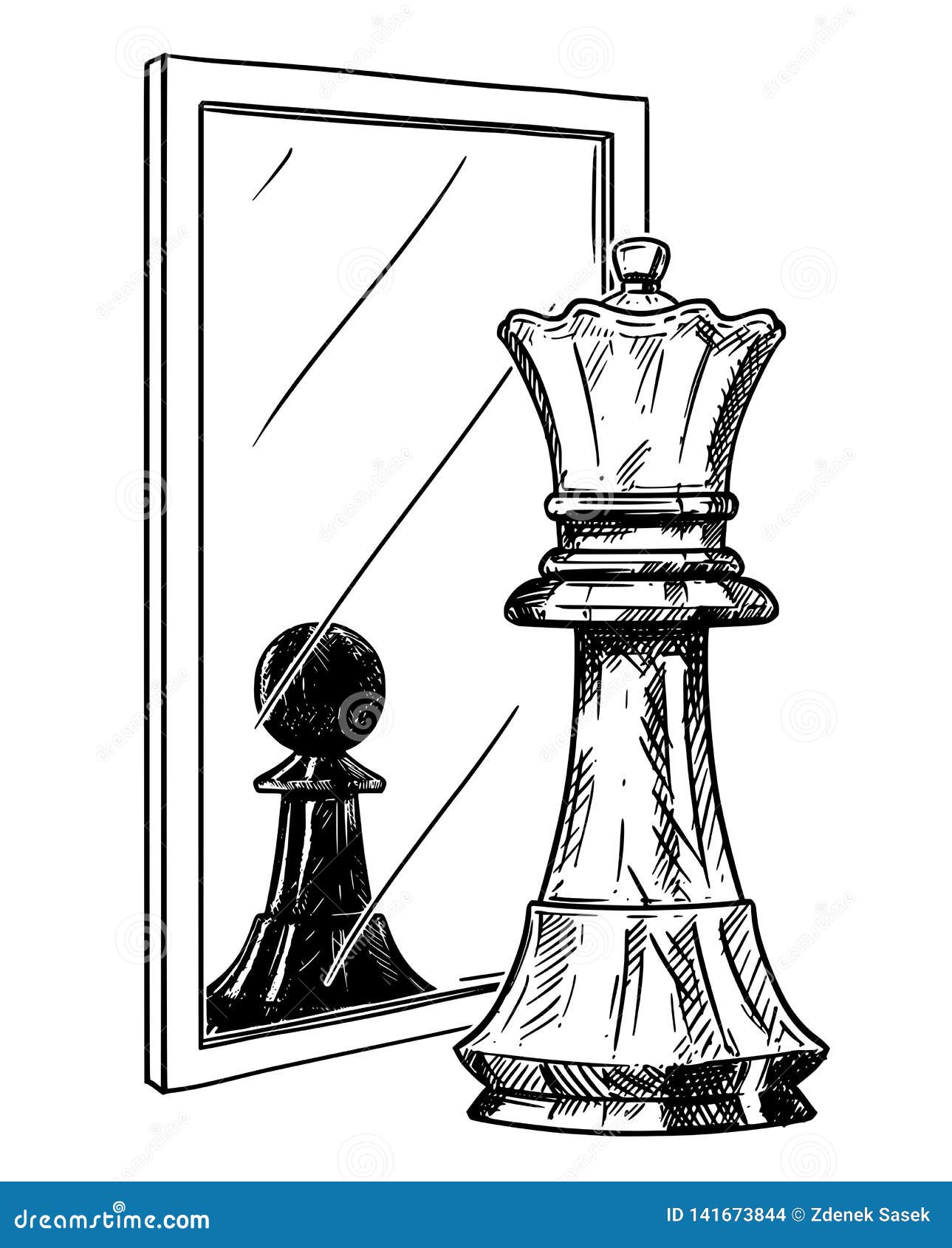 Hand-drawn chess king and queen illustration