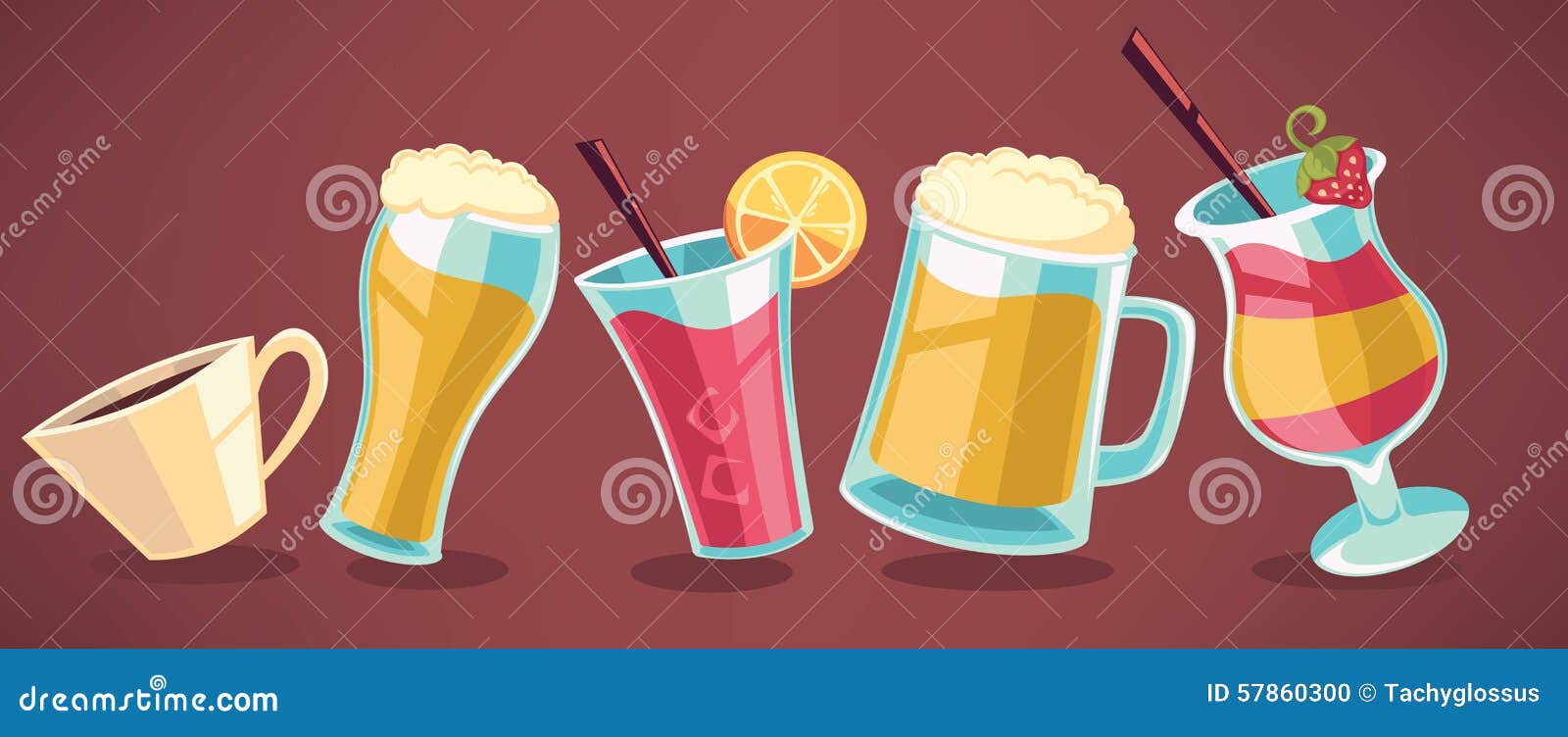 Cartoon drinks stock vector. Illustration of coctail - 57860300