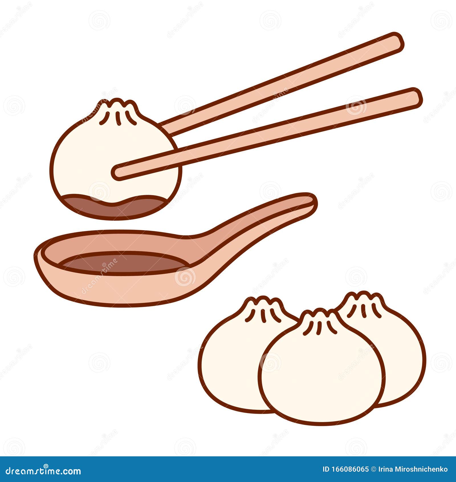 Cartoon dumplings drawing stock vector. Illustration of asian - 166086065