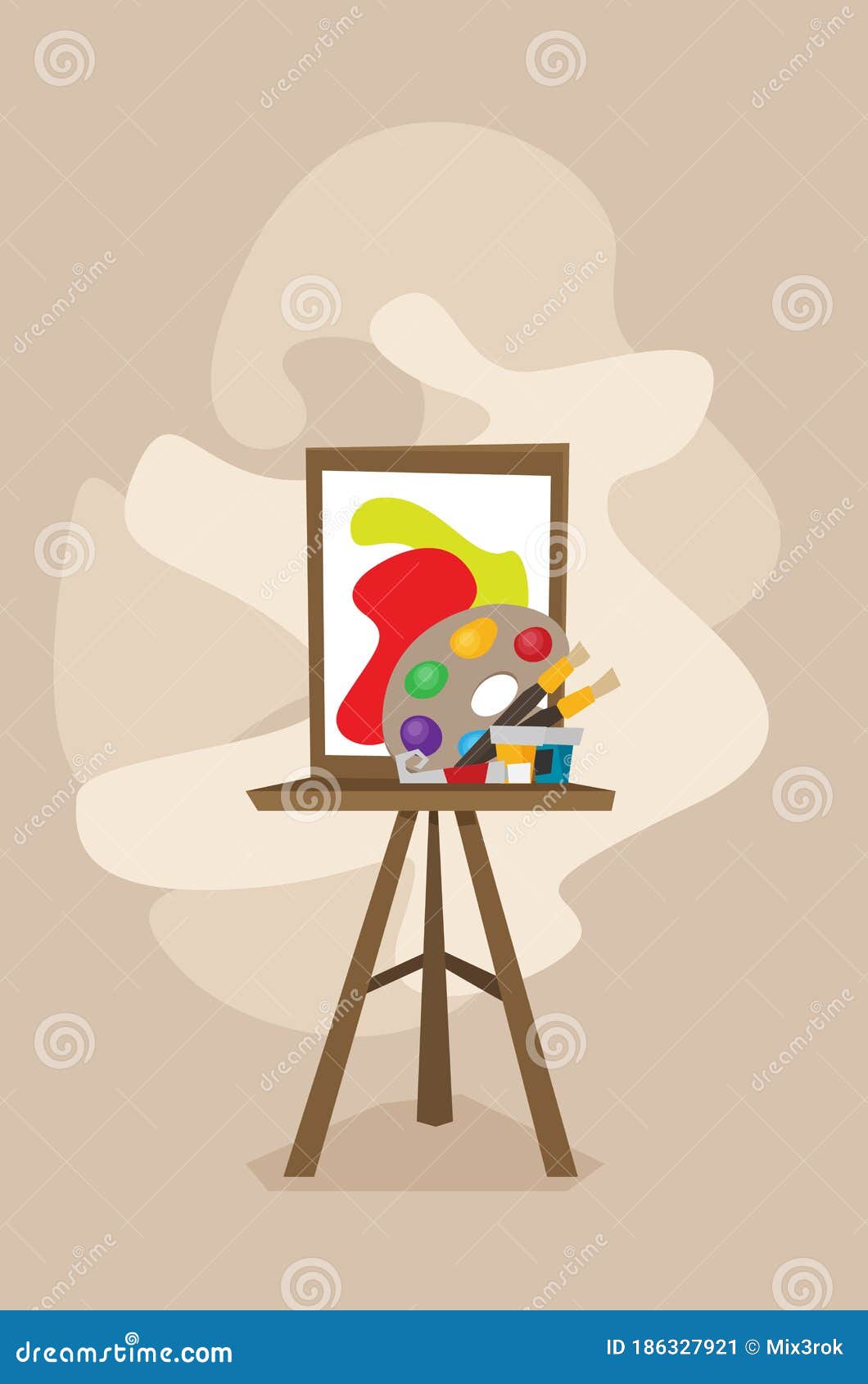 Cartoon Easel Flat Vector Isolated on Color Background Stock Vector