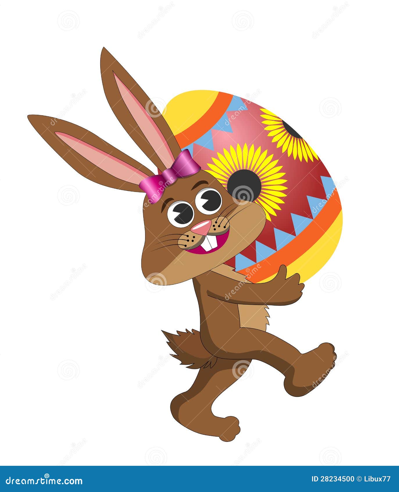 cartoon easter bunny rabbit bringing egg
