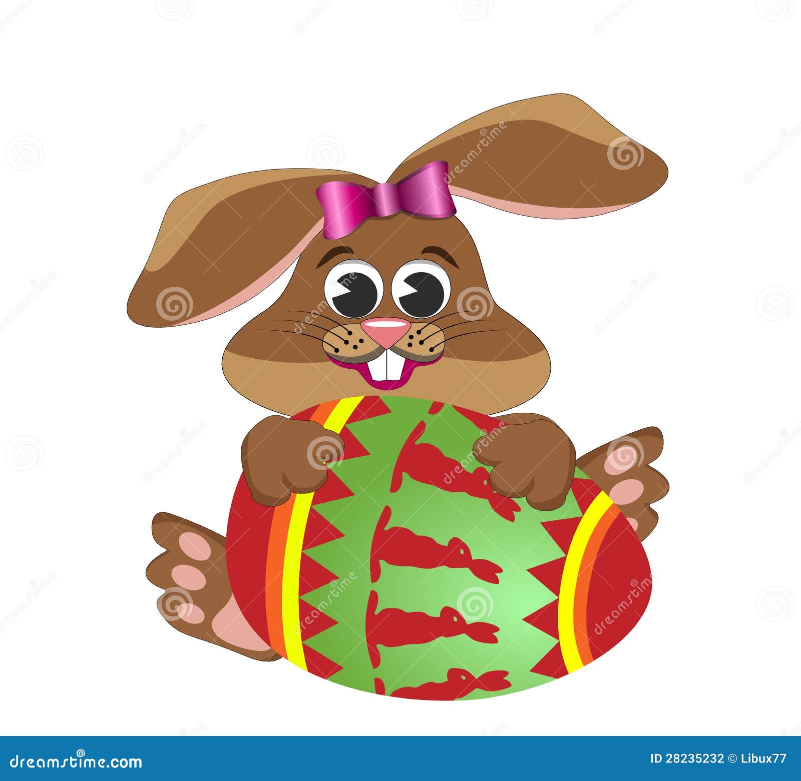 Cartoon Easter Bunny Rabbit Hugging Egg Stock Illustration