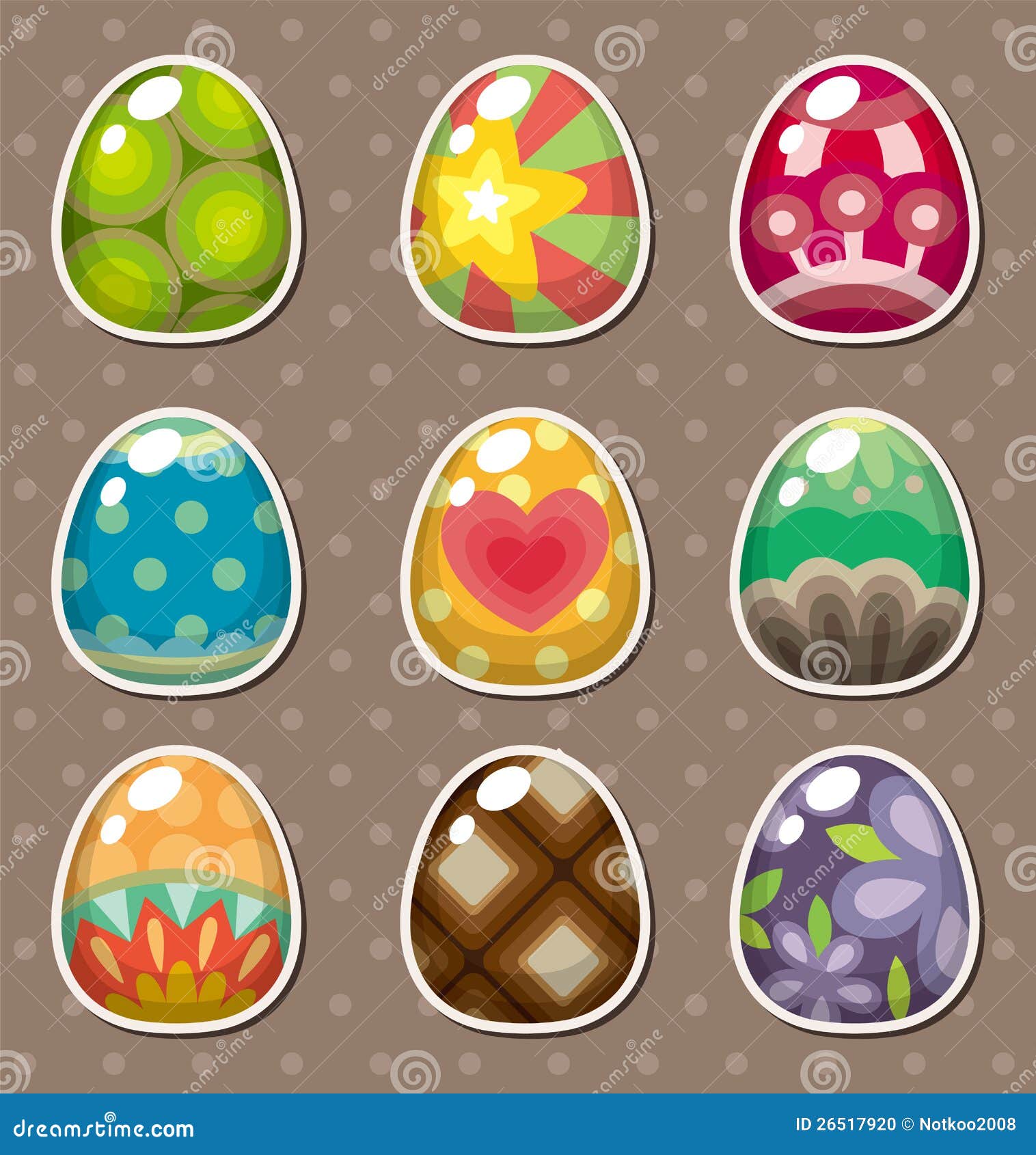 Cartoon Easter Egg Stickers Stock Vector Illustration of objects