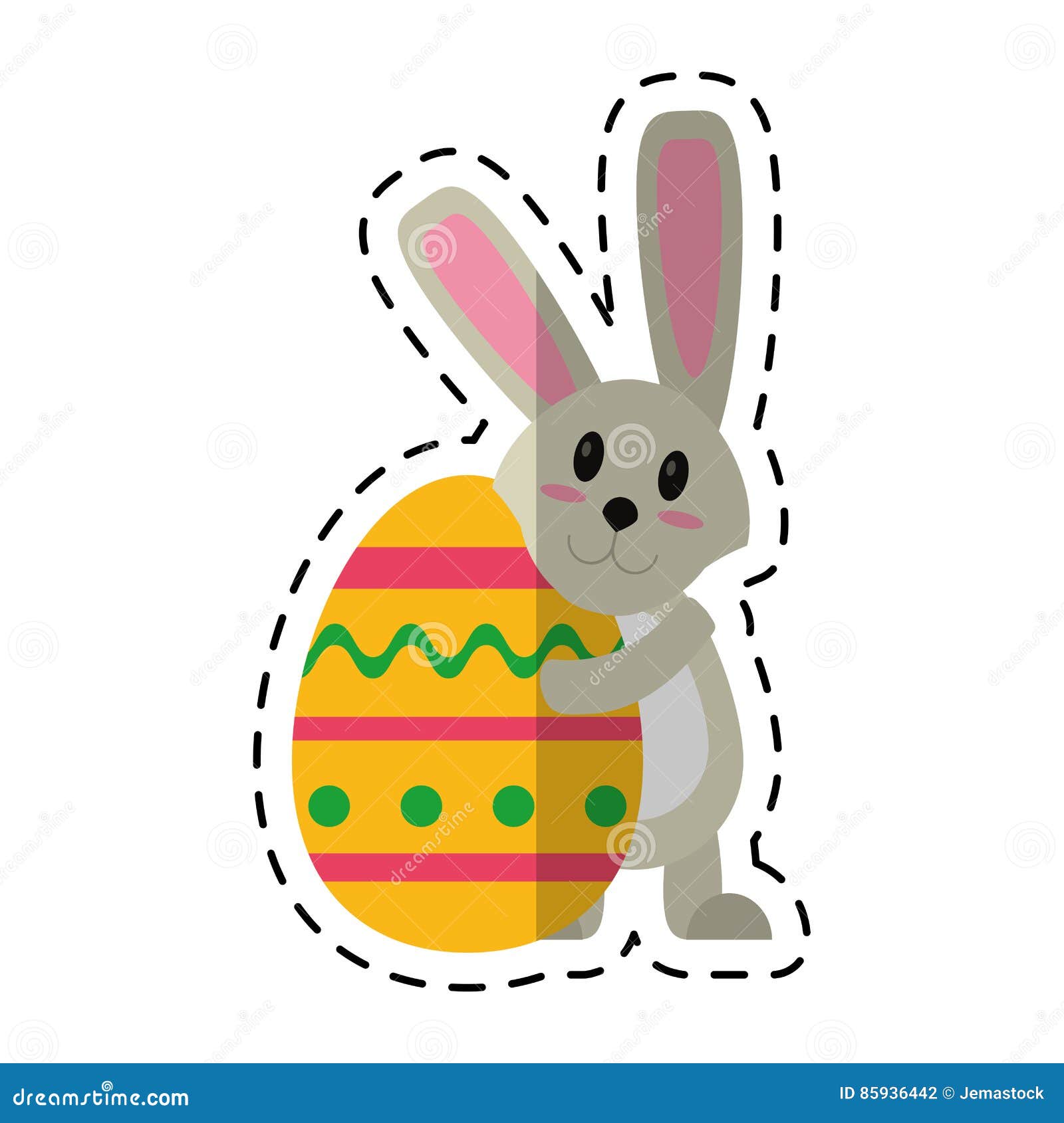 Cartoon Easter Rabbit Hugging Egg Stock Vector Illustration of design
