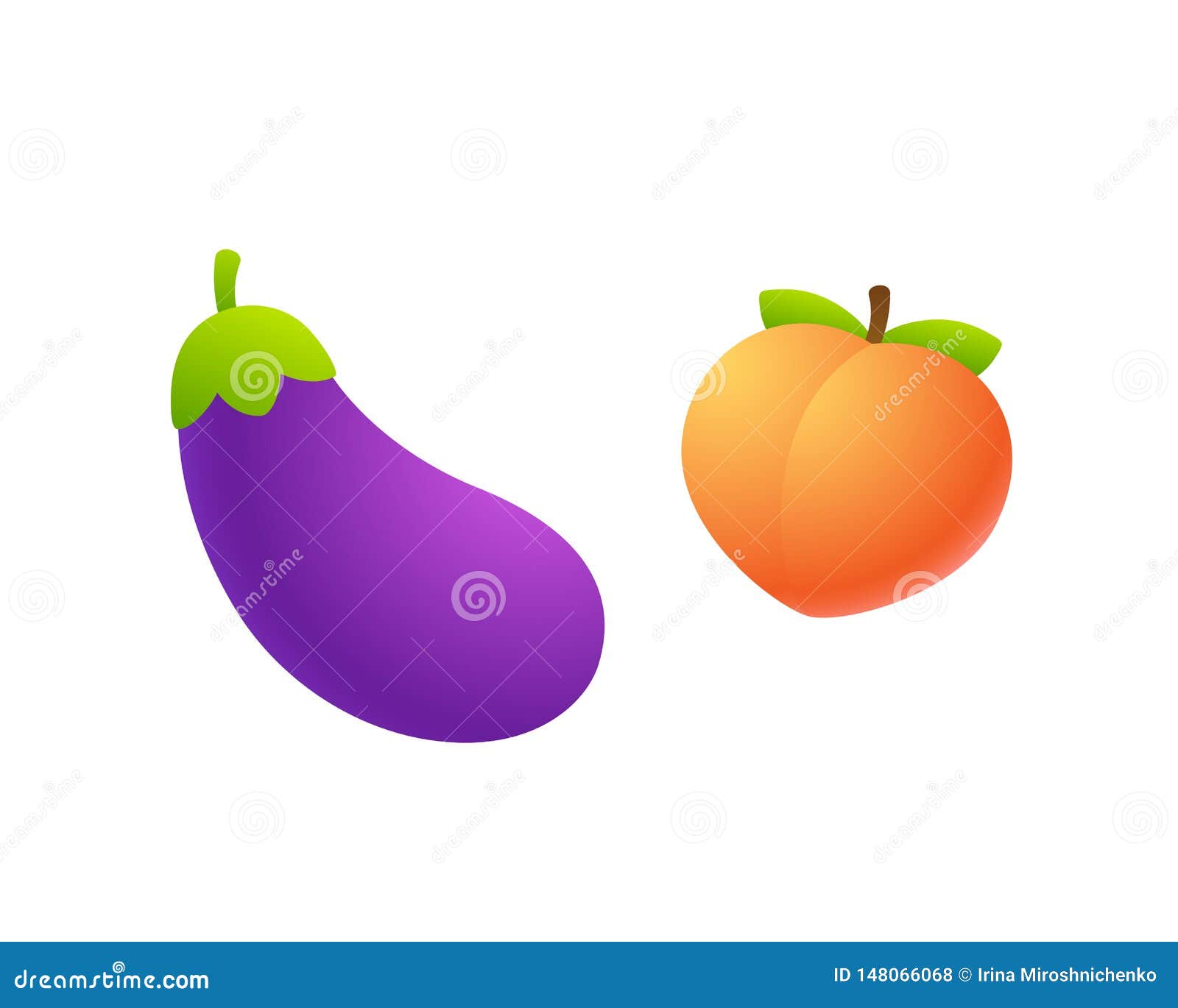 Eggplant and peach emoji stock vector. Illustration of food - 148066068