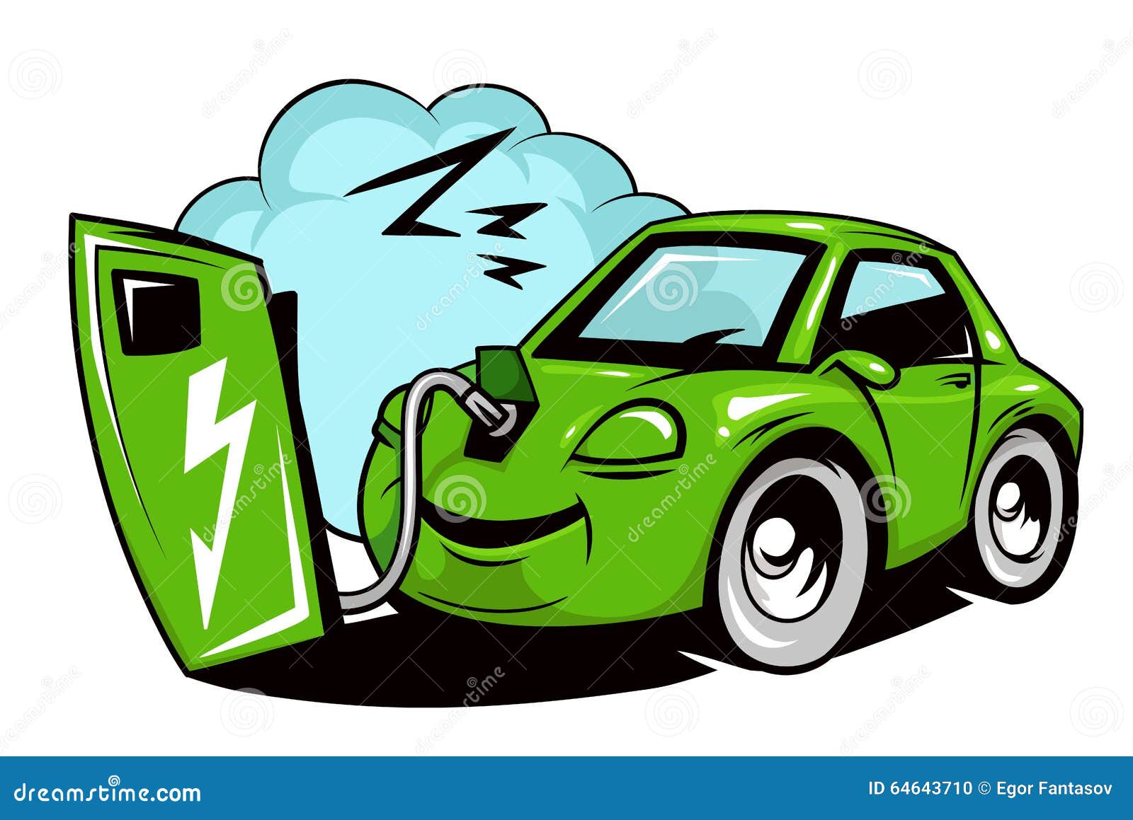 Cartoon Electric Car Battery Charging Stock Vector - Illustration of  environment, plug: 64643710