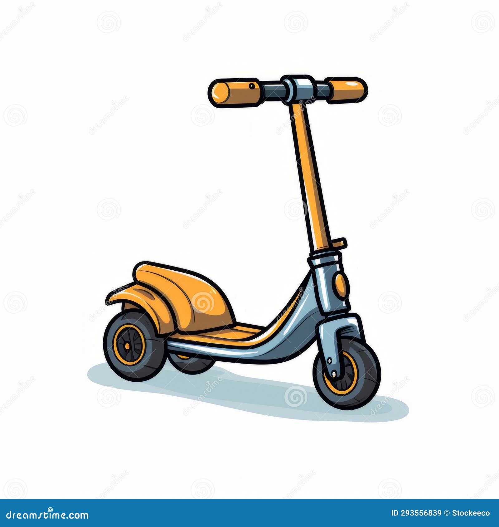 cartoon electric scooter line drawing on white background