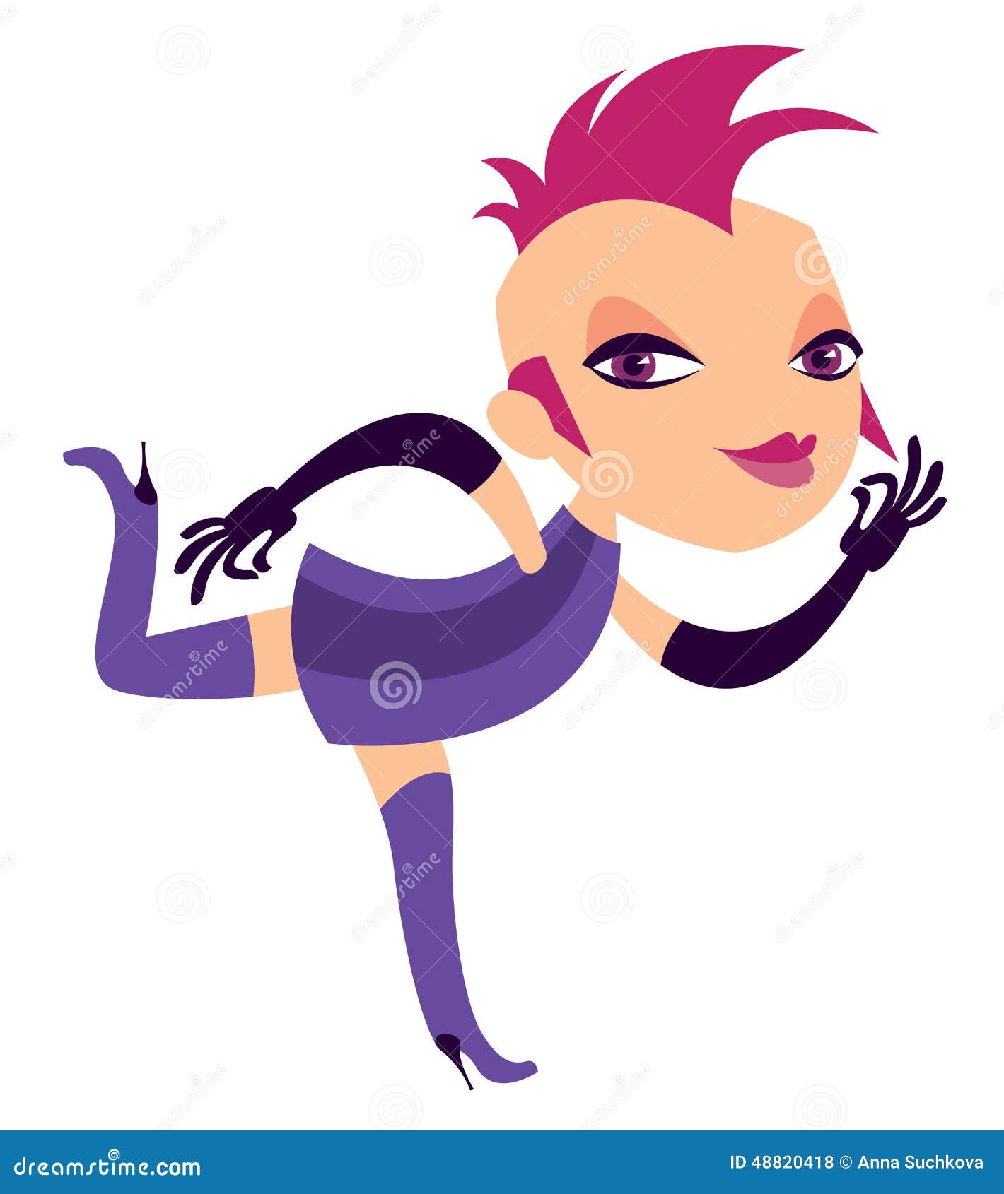 Cartoon elegant girl goth stock vector. Illustration of disco 48820418