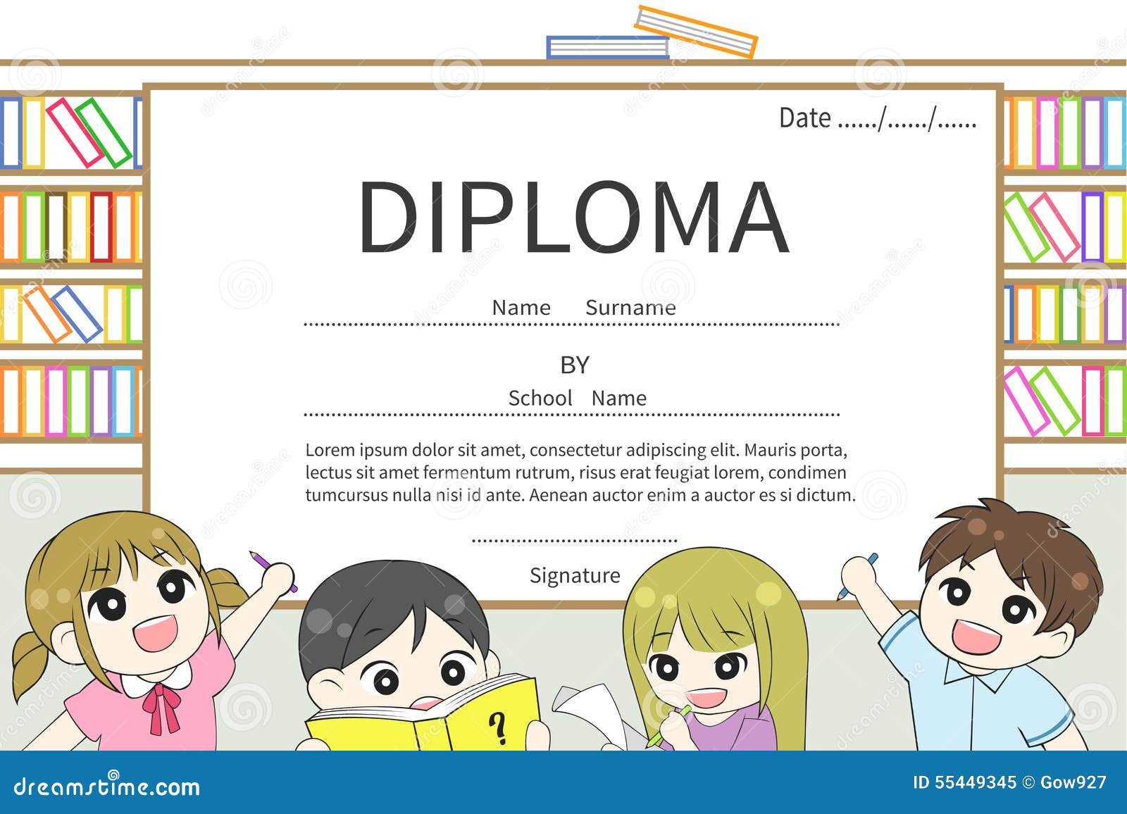 cartoon elementary school children diploma certificate sample letter of certification of graduation