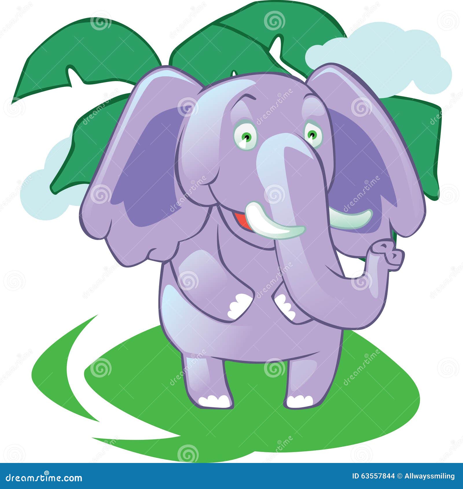 Cartoon Elephant Mascot on Background Stock Vector - Illustration of  leaves, wild: 63557844