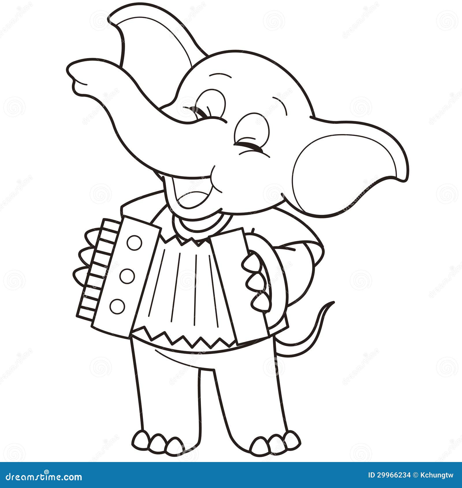 Cartoon Elephant Playing an Accordion Stock Vector - Illustration of  mammal, isolated: 29966234